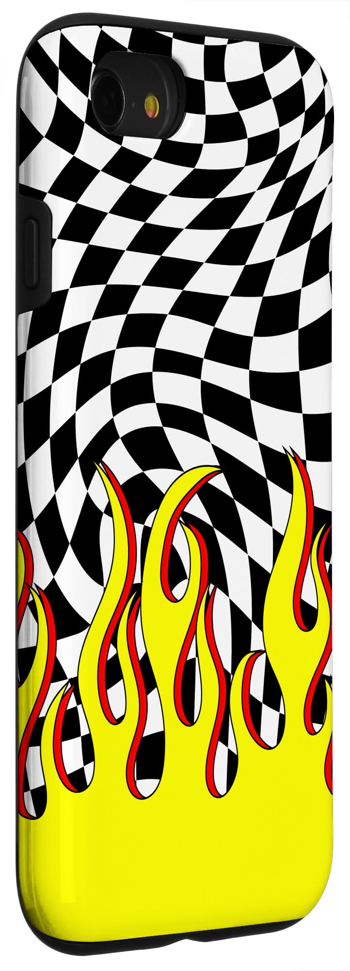 iPhone SE 2020 / 7 / 8 Retro Flames Checkered Phone Case - 90s Aesthetic Design for Daily Use & Travel Protection
