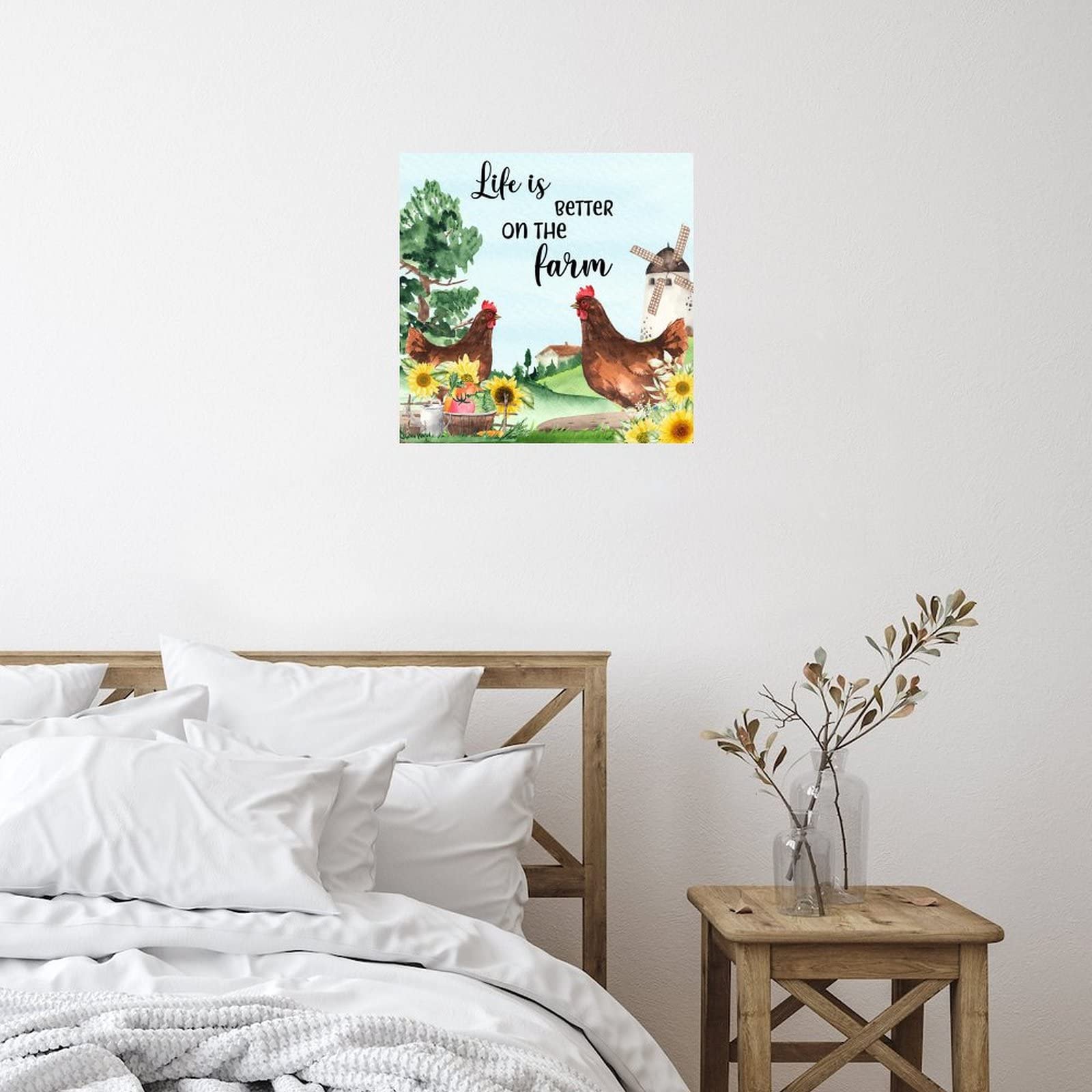 Funny Rooster Chicken Farm Animal Wall Decal Stickers - Vinyl Quote Decals for Home, Kitchen & Office Decor - Perfect for Family Rooms, Coffee Mugs & Farmhouse Style Walls
