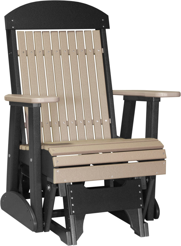 LuxCraft 2-Foot Classic Wooden Porch Glider Swing - Outdoor Patio Furniture for Relaxing in Garden, Deck, or Backyard