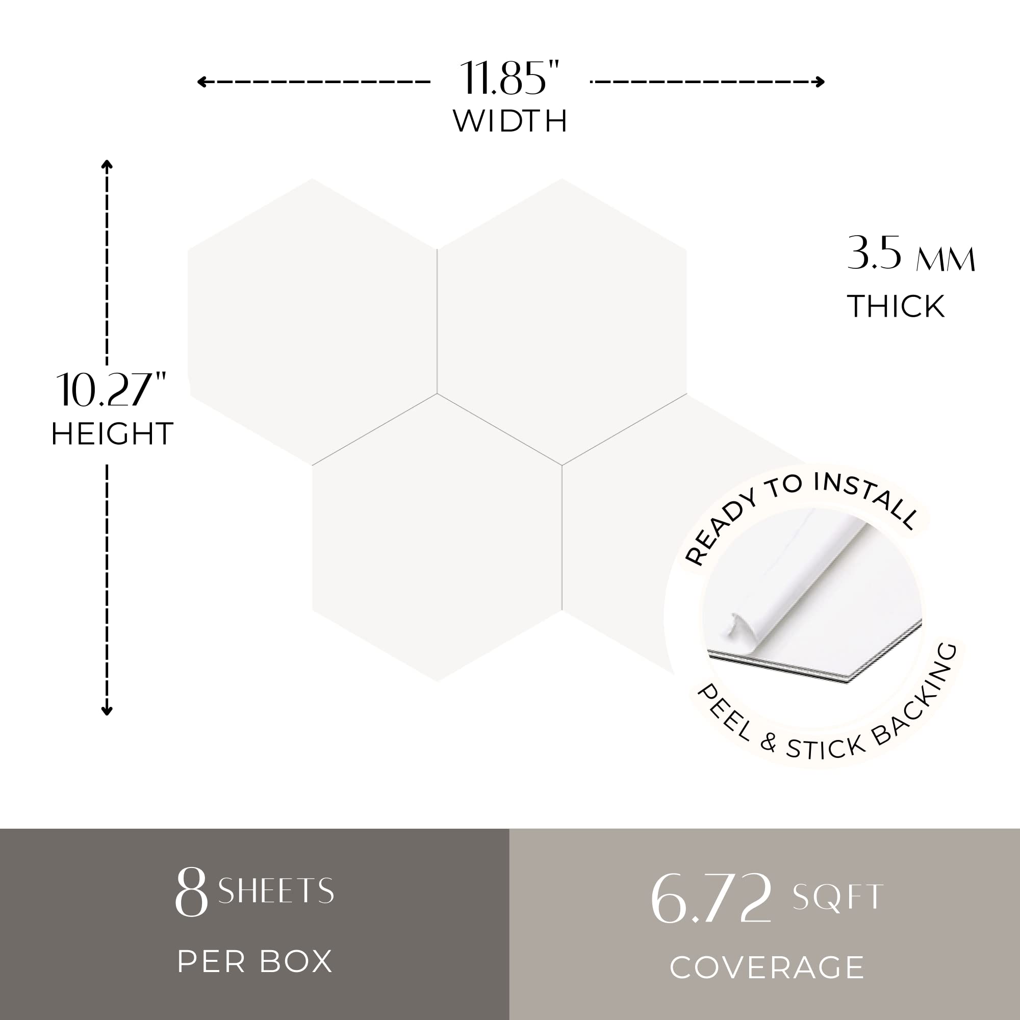 Avant Decor 8-Pack Stone Composite Hexagon Peel & Stick Tiles - Easy DIY Kitchen Backsplash