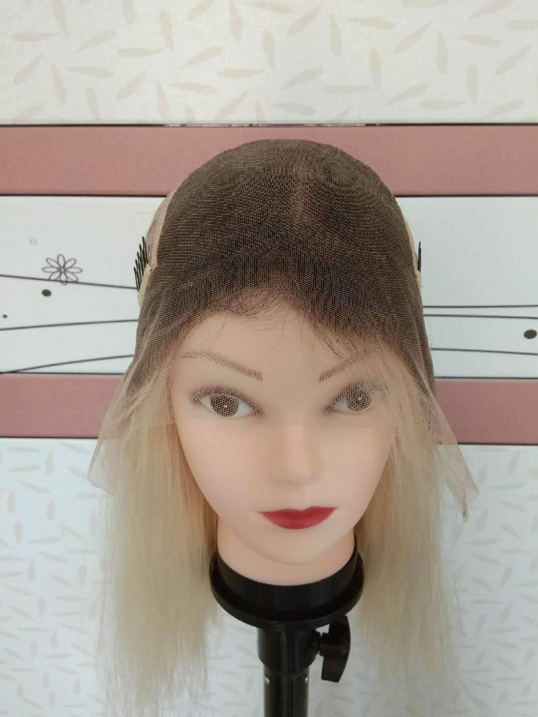 14inch 180% Density Human Hair Lace Front Wig - 13x6 Deep Part Remy Hair Bob Wig in Black Blonde Ombre (Wavy Bob) | Natural Looking Everyday Wear & Special Occasions