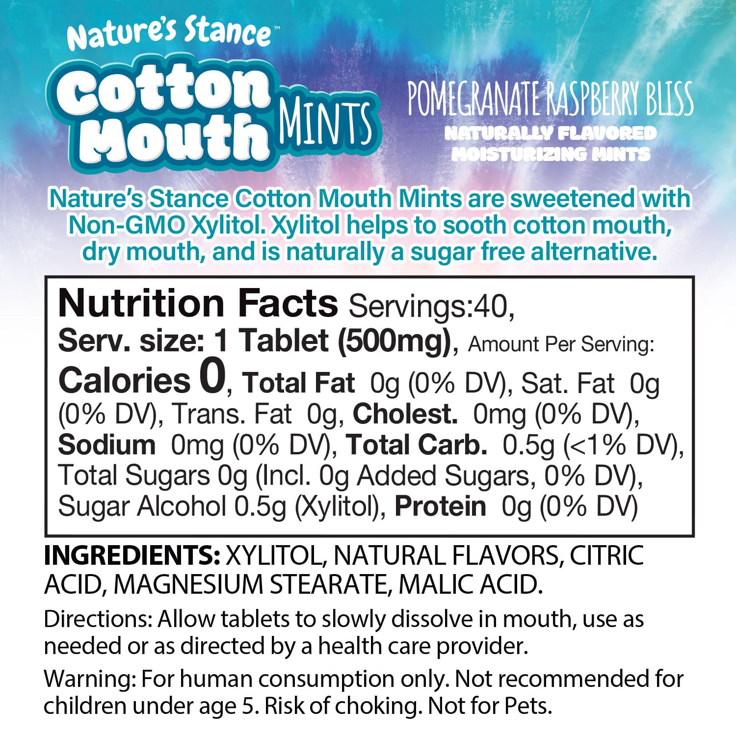 Nature's Stance Xylitol Mints for Dry Mouth Relief - Sugar Free Cotton Mouth Lozenges, Stimulates Saliva & Freshens Breath, 40 Count (Pomegranate Raspberry Bliss) - Perfect for Travel, Work & Post-Workout Freshness