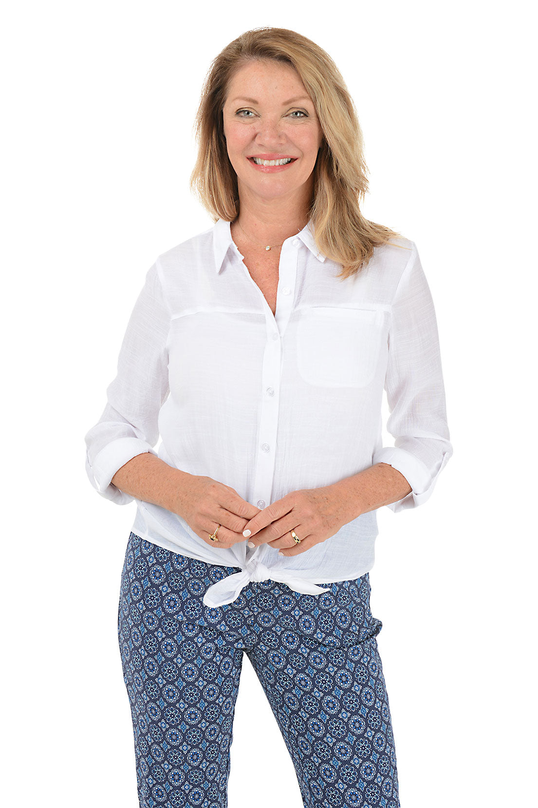 Stylish Petite Solid Color Single Pocket Button Front Shirt for Women | Office Wear & Casual Outfits