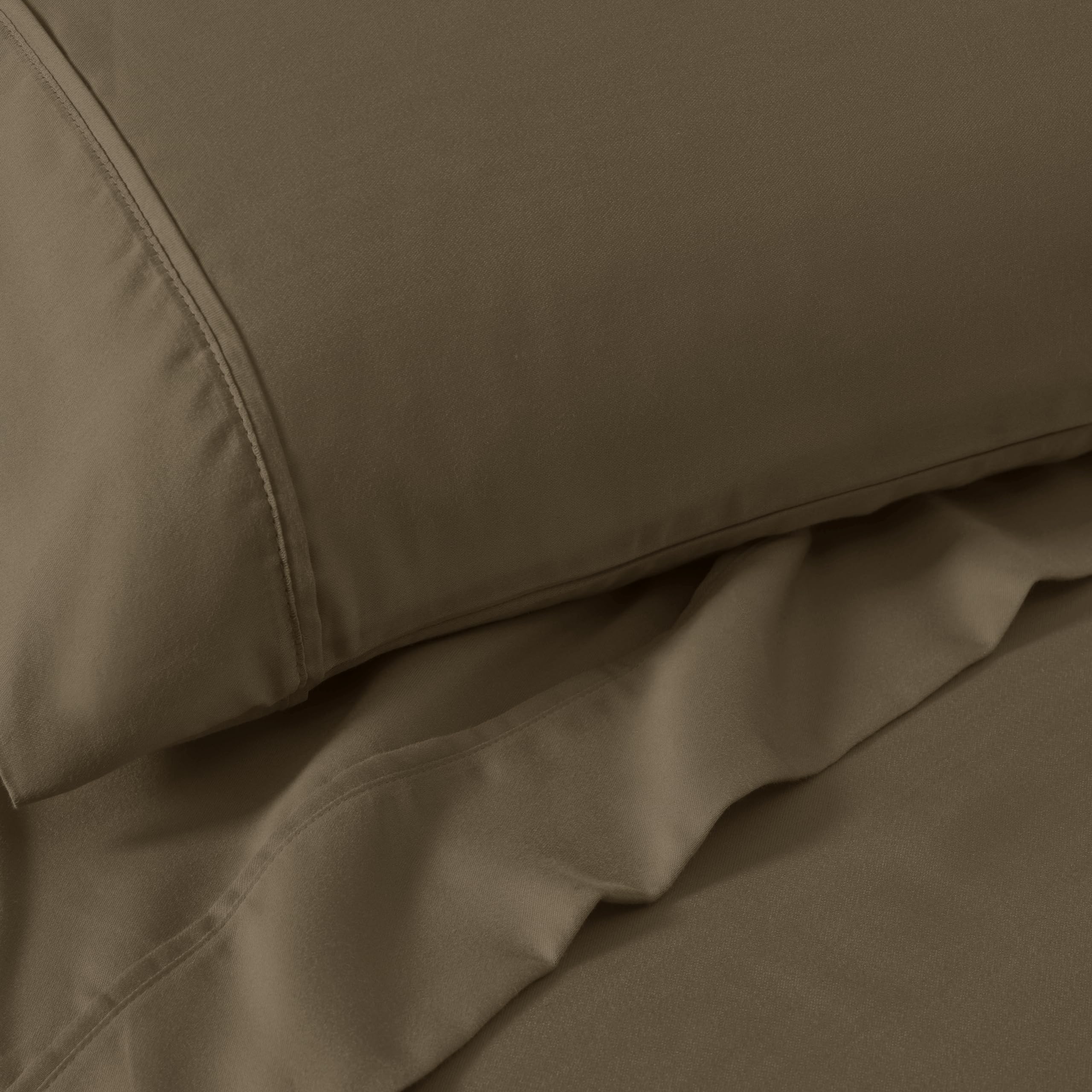Premium 2-Piece Cotton Blend Pillowcase Set - Soft Solid Standard Size Bedding (20x26 inches) in Elegant Taupe | Perfect for Master Bedroom, Guest Room & Hotel Decor