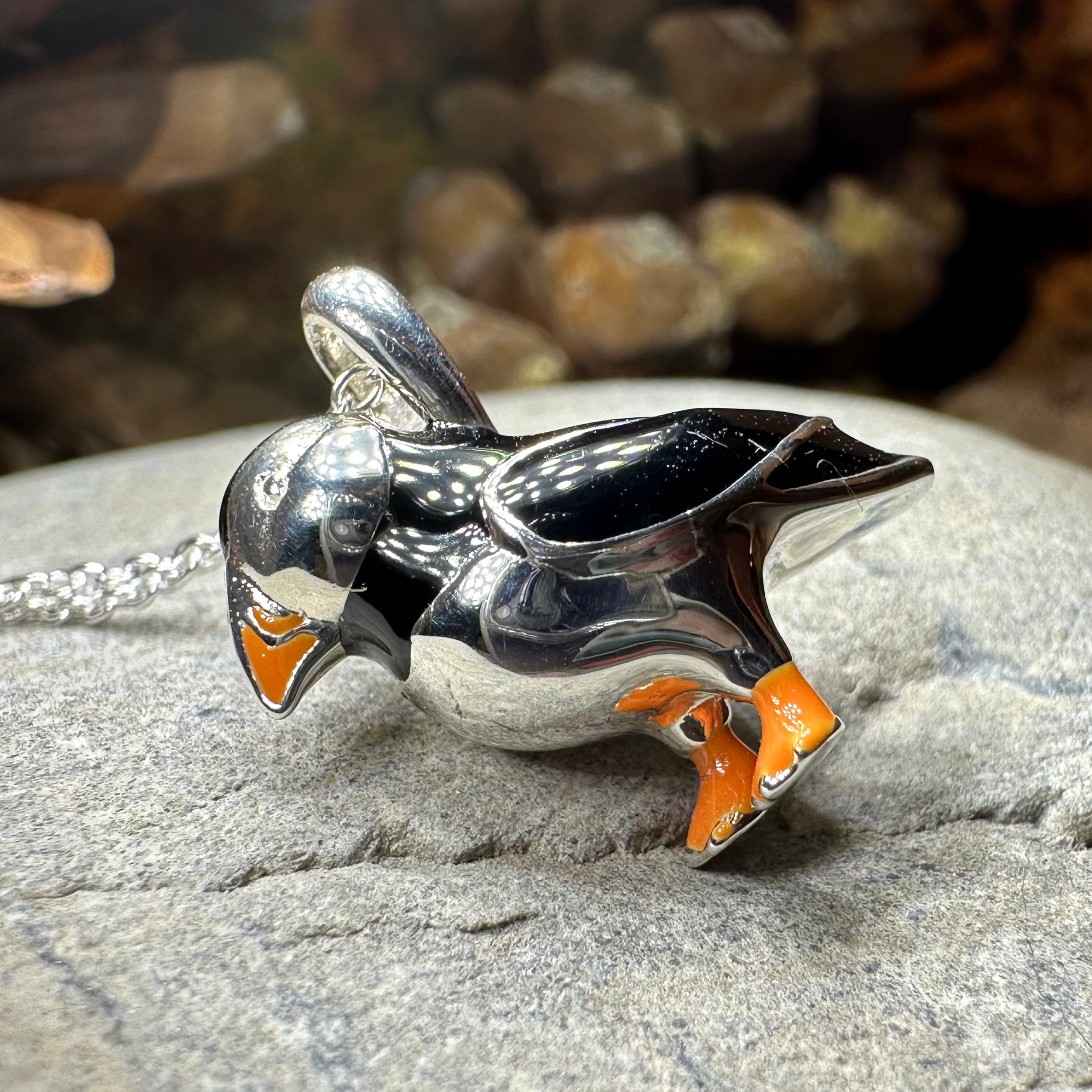 Handmade Enamel Puffin Pendant Necklace - Cute Bird Jewelry Gift for Women - Perfect for Casual Wear, Date Nights & Nature Lovers