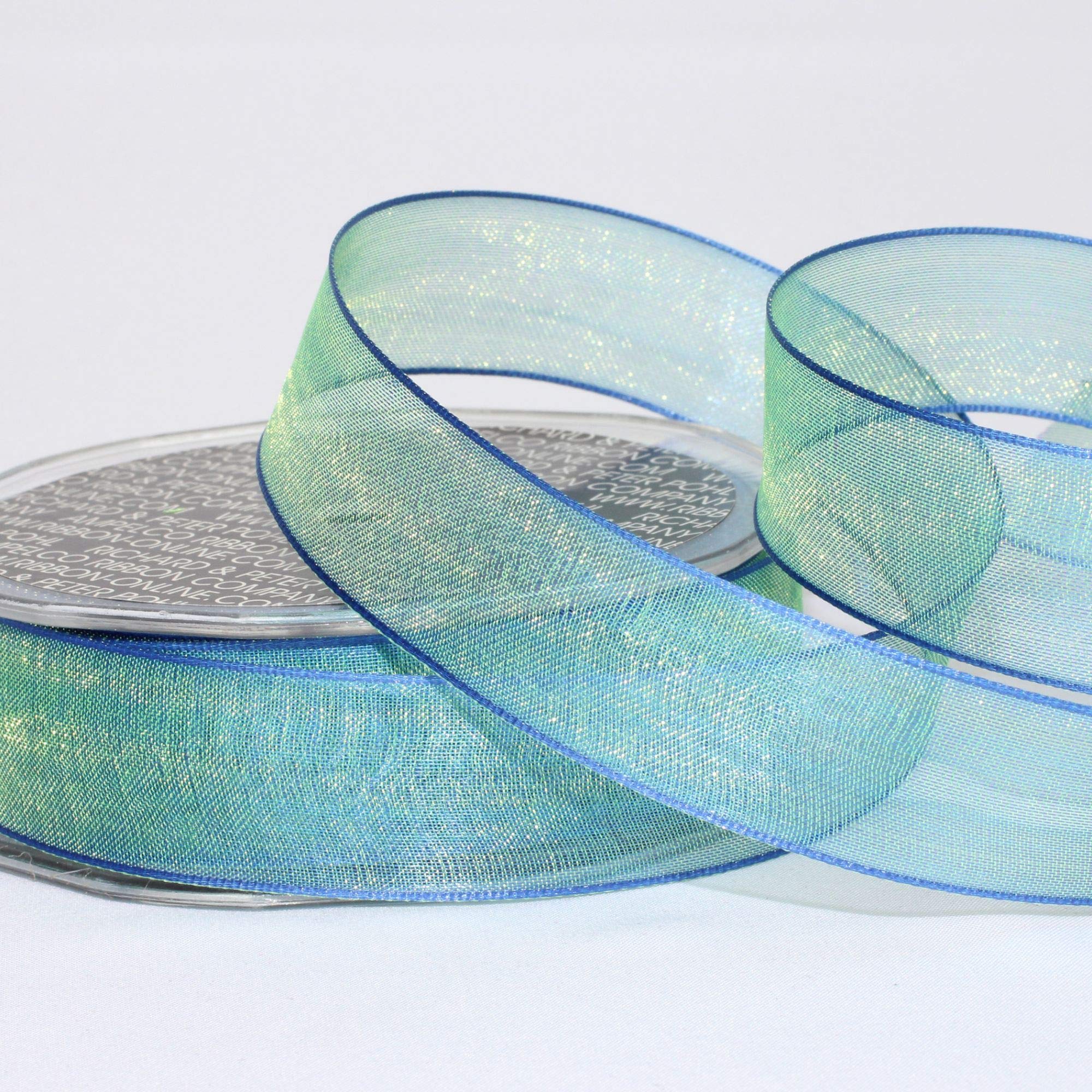 Shimmering Ice Crystal Organdy Wired Edge Craft Ribbon - 1 Inch x 54 Yards for Gift Wrapping, Wedding Decorations & DIY Scrapbooking