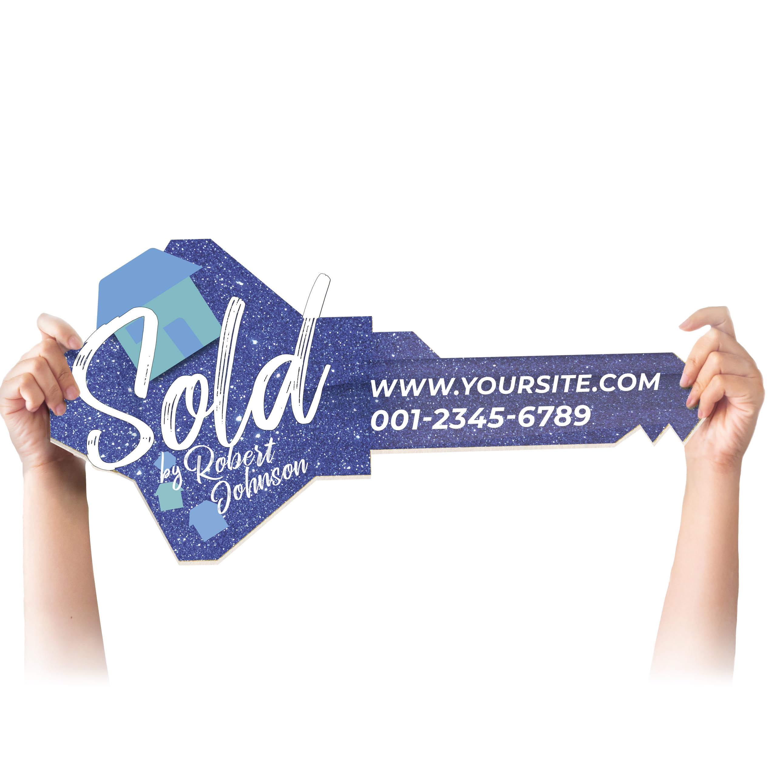 Personalized Lightweight Sturdy Blue Real Estate Key Prop - SPEEDYORDERS Sold Sign, Photo Closing Props, New Homeowner Gift (Size L) | Perfect for Real Estate Agents, Home Staging & Closing Celebrations