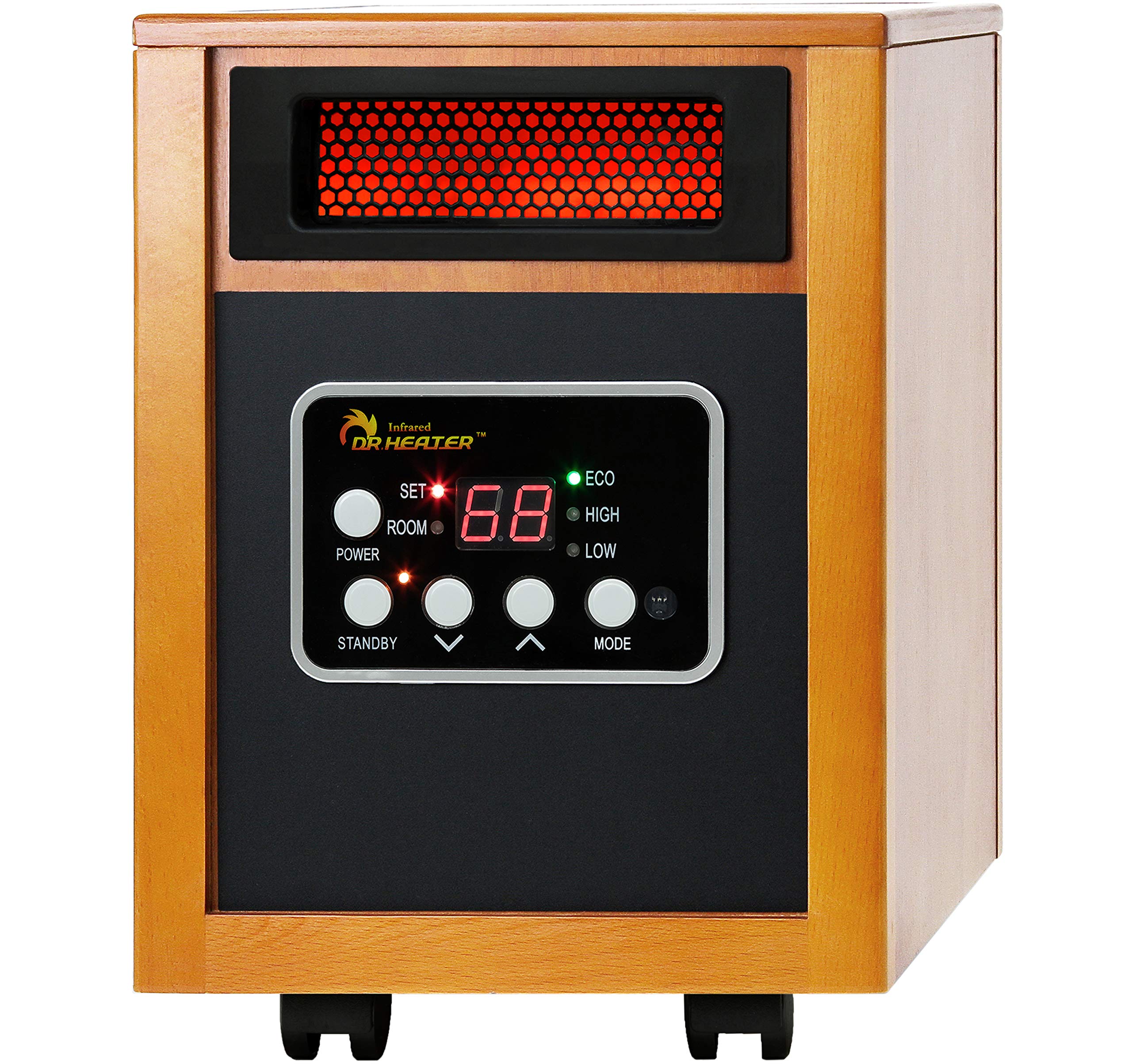 Dr Infrared Heater Portable Space Heater 1500W with Remote Control - Cherry Red - Fast Heating for Bedroom, Office & Indoor Use - Energy Efficient & Quiet Operation - Perfect for Winter & Cold Weather