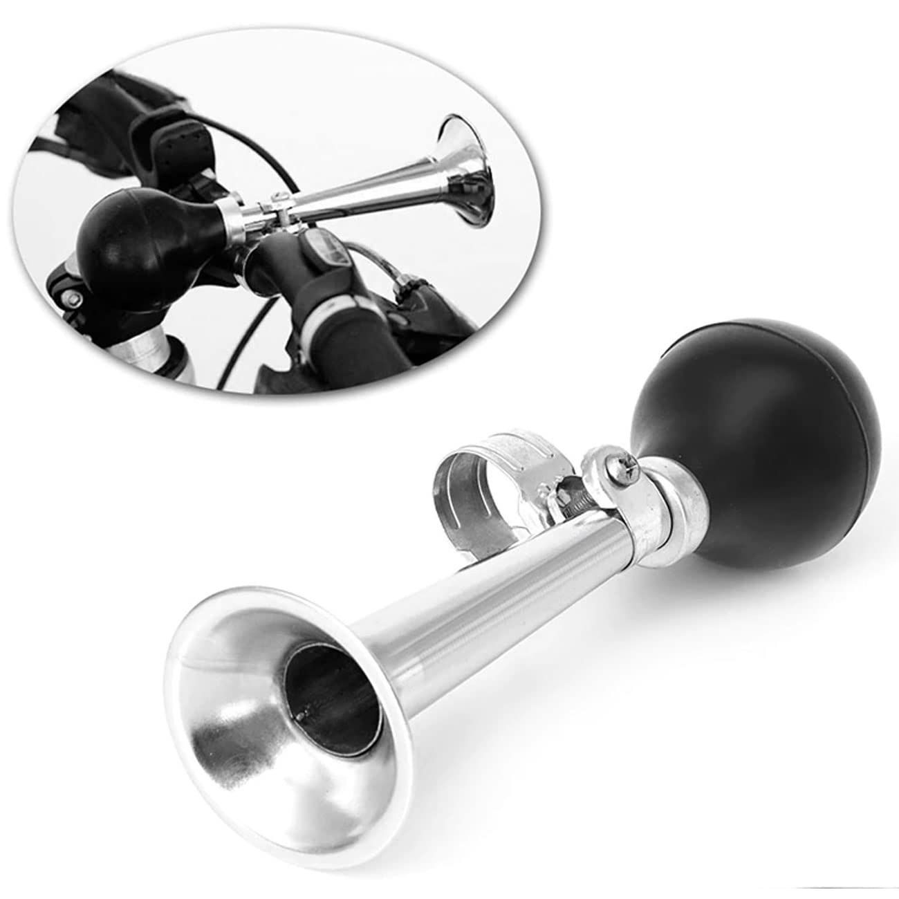 7 Inch Bike Metal Air Horn - Loud Bicycle Bell with Rubber Squeeze Grip | Durable Bike Accessory for Kids Bikes, Vehicles & Golf Carts | Perfect for Safety Warning, Cycling Commutes & Outdoor Adventures