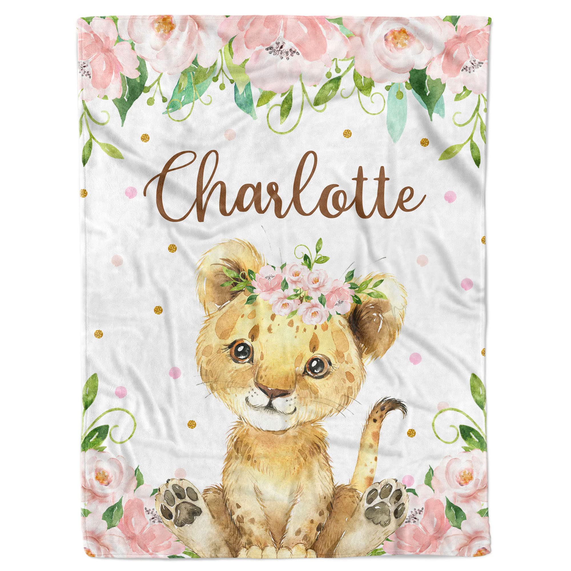 **Personalized Baby Blankets for Girls - Custom Lion Design, Super Soft Plush Fleece, 30