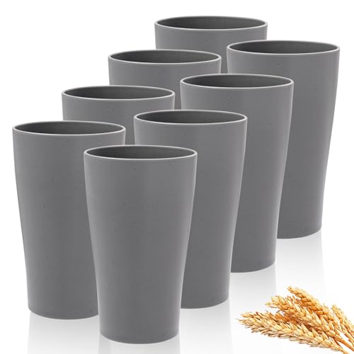 8pcs Dark Grey Wheat Straw Cups