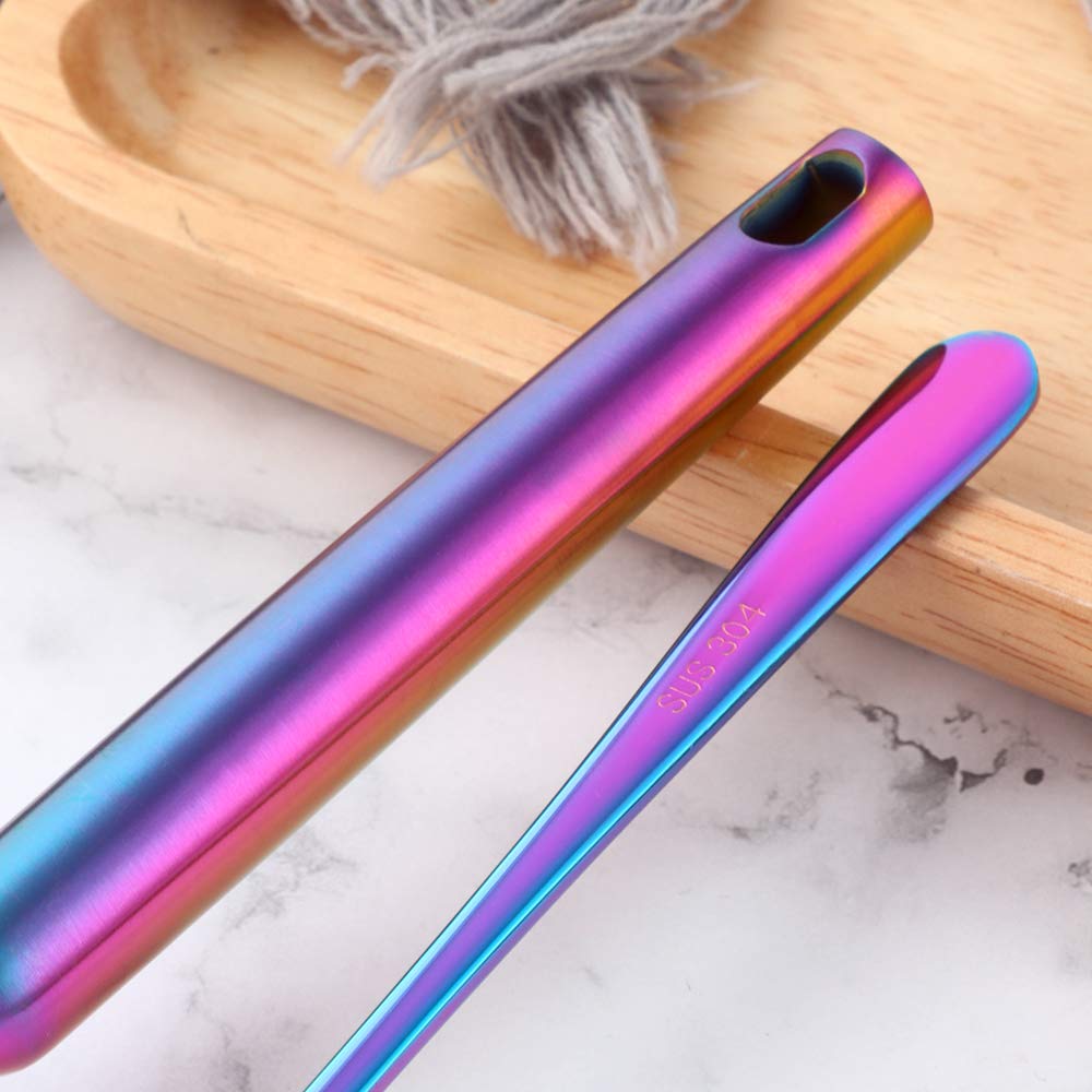 2-Piece Stainless Steel Meatball Spoon Set - 18/8 Non-Stick Meatball Maker with Long Handle - Perfect for Cooking, Serving & Meal Prep - Rainbow Color