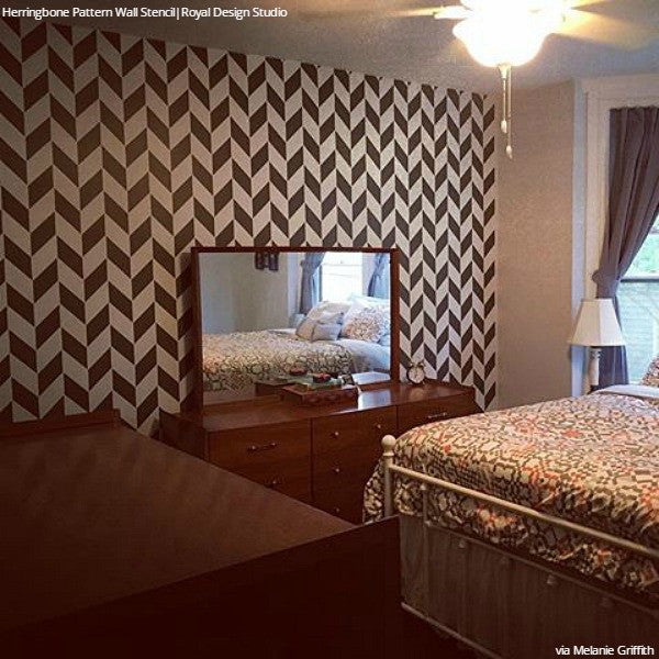 Herringbone Pattern Wall Stencils - Reusable DIY Painting Template for Home Decor, Geometric Wall Art, Accent Walls | Perfect for Living Room, Bedroom, Nursery & Office Design