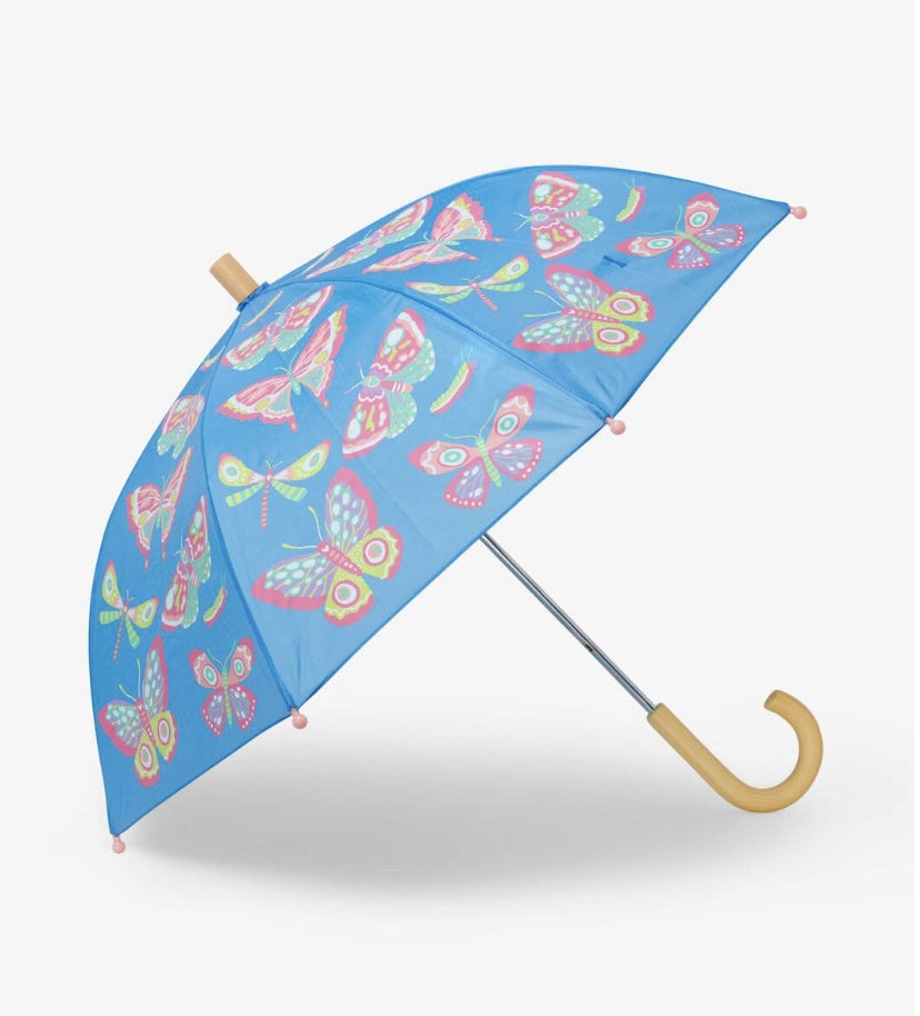 Hatley Umbrella with Botanical Butterfly Print - Waterproof Windproof Compact Folding Umbrella for Women - Perfect for Rainy Days, Outdoor Activities & Fashion Accessory