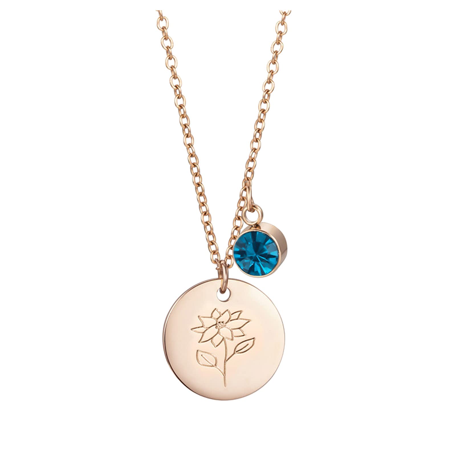 Tuscom Dainty Gold Coin Necklace for Women - Birth Month Flower Round Disc Pendant, Elegant Retro Jewelry Gift for Her | Perfect for Birthday, Anniversary & Everyday Wear