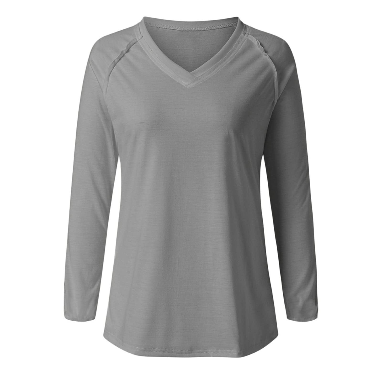 PBNBP Women's Long Sleeve V-Neck Tunic Top - Solid Color Raglan Sleeve Loose Fit Blouse for Summer & Fall | Casual Wear, Office Outfits, Weekend Style