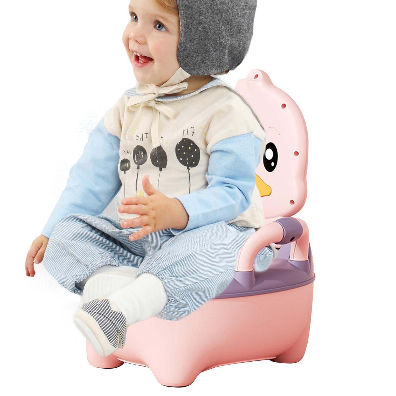 1-2 Pcs Toddler Potty Chair - Spill-Proof Kids Training Toilet Seat with Oval Bottom Design | Lightweight Foldable Travel Potty for Boys & Girls | Durable Portable Baby Potty for Home, Car & Outdoor Use (Pink)