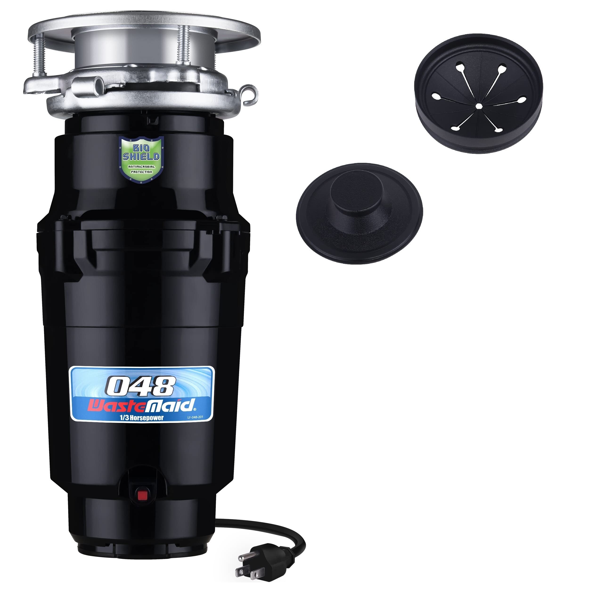 1/3 HP Continuous Feed Garbage Disposal with Anti-Jam Technology - Heavy Duty Black Waste Disposer for Kitchen Sink, Dishwasher & Food Scraps Disposal