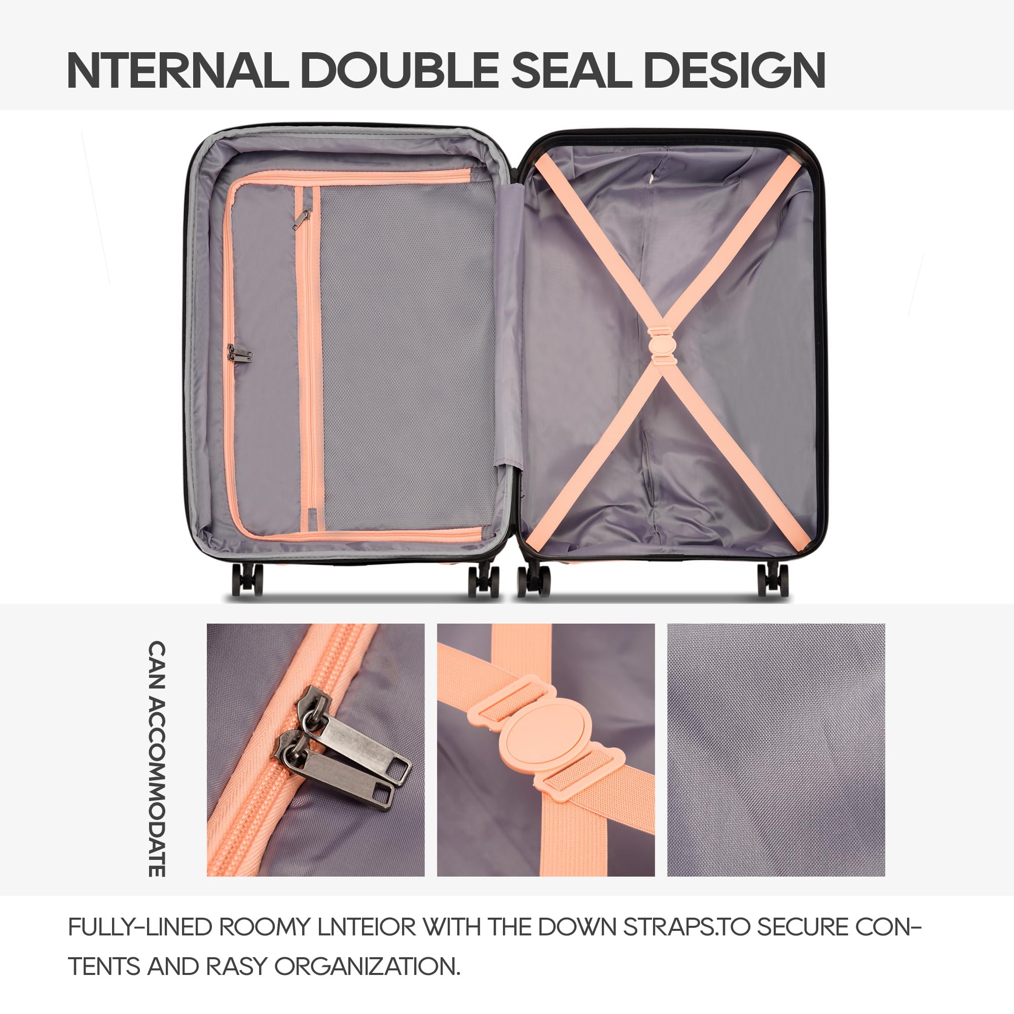 3-Piece Expandable ABS Hard Shell Luggage Set with TSA Lock & Spinner Wheels - Durable Scratch-Resistant Suitcase (Orange Yellow, 20/24/28 Inch) - Perfect for International Travel, Family Vacations & Business Trips