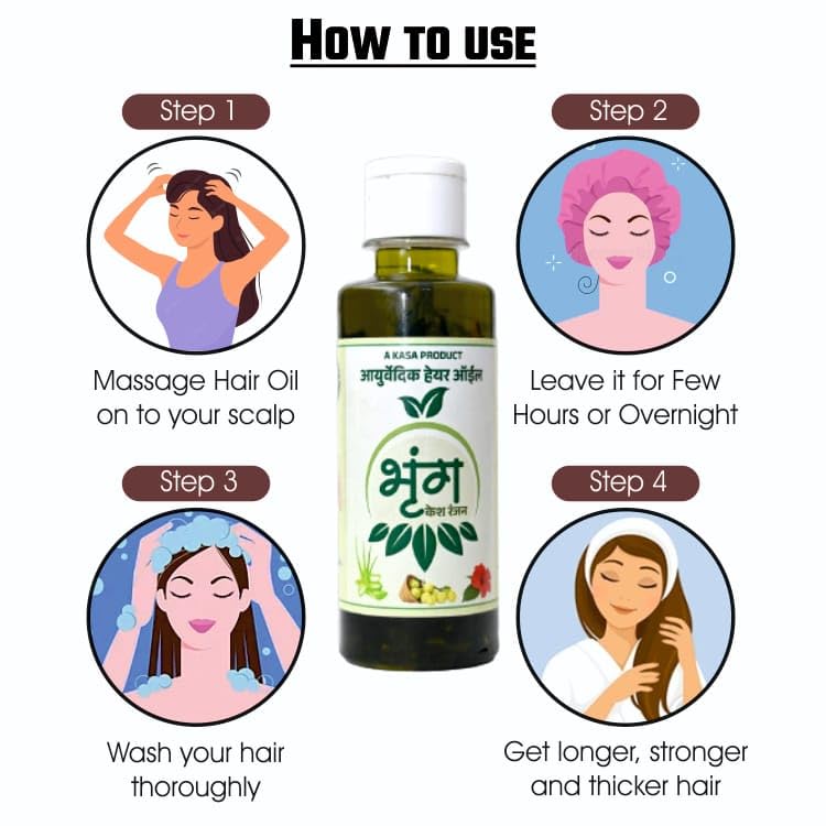 Bhringkesh Ranjan Herbal Hair Oil for Men & Women - Promotes Hair Growth, Controls Hair Fall, Repairs Damaged Hair & Strengthens Roots - Infused with Amla, Neem & Bhringraj - 200ml - Perfect for Daily Hair Care & Scalp Nourishment