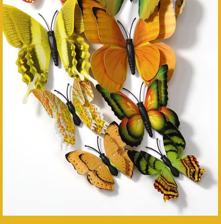 12 Pcs 3D Butterfly Wall Stickers - Self-Adhesive Butterfly Mural Decor for Baby Shower, Birthday Party, Wedding, Nursery & Bedroom - Cake Decoration & Wall Art for Kids Room (Perfect for DIY Home Decor & Event Styling)