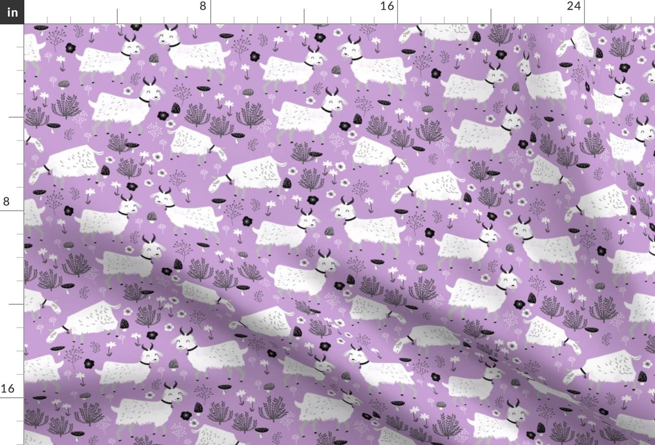 Goats Pastel Purple Farm Animal Cute Spring Easter Lavender Goat Printed Minky Fabric Fat Quarter - Soft Plush Material for Sewing Baby Blankets, Quilt Backing & DIY Crafts - Perfect for Nursery Decor, Easter Gifts & Spring Projects