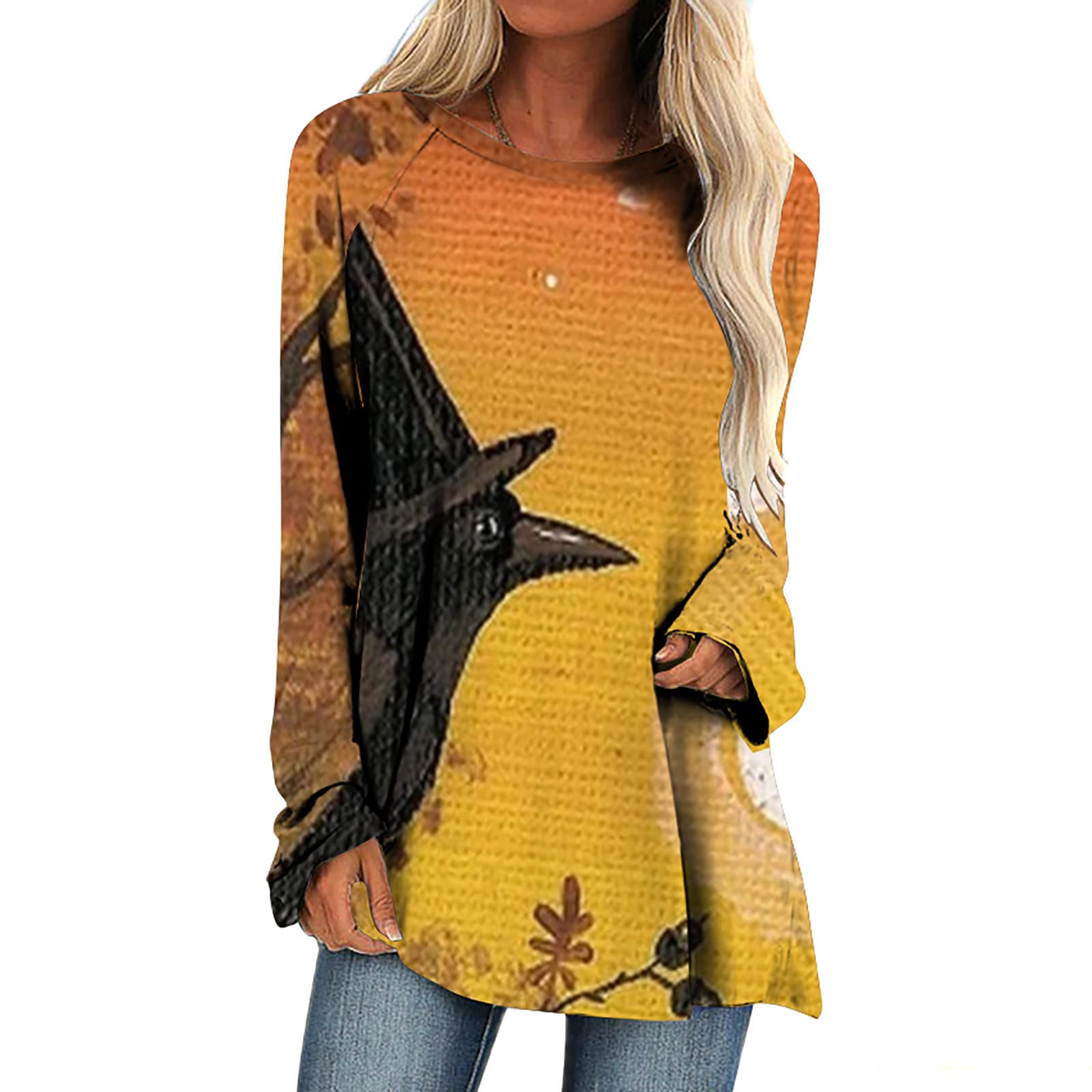 Women's Long Sleeve Tops - Halloween Fall Shirts, Casual Swing Blouses & Flowy Tunic Tops for Summer & Dressy Occasions | Perfect for Halloween Parties, Autumn Outfits & Everyday Wear