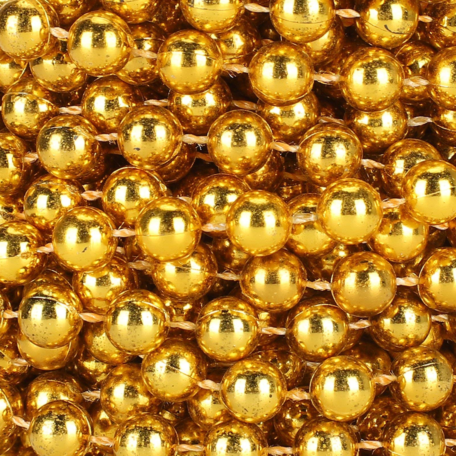 Golden Plastic Bead Garland - Decorative Spool Rope for Christmas Tree, Hanging Curtains & Tablecloths - Festive Holiday Home Decor & Party Supplies