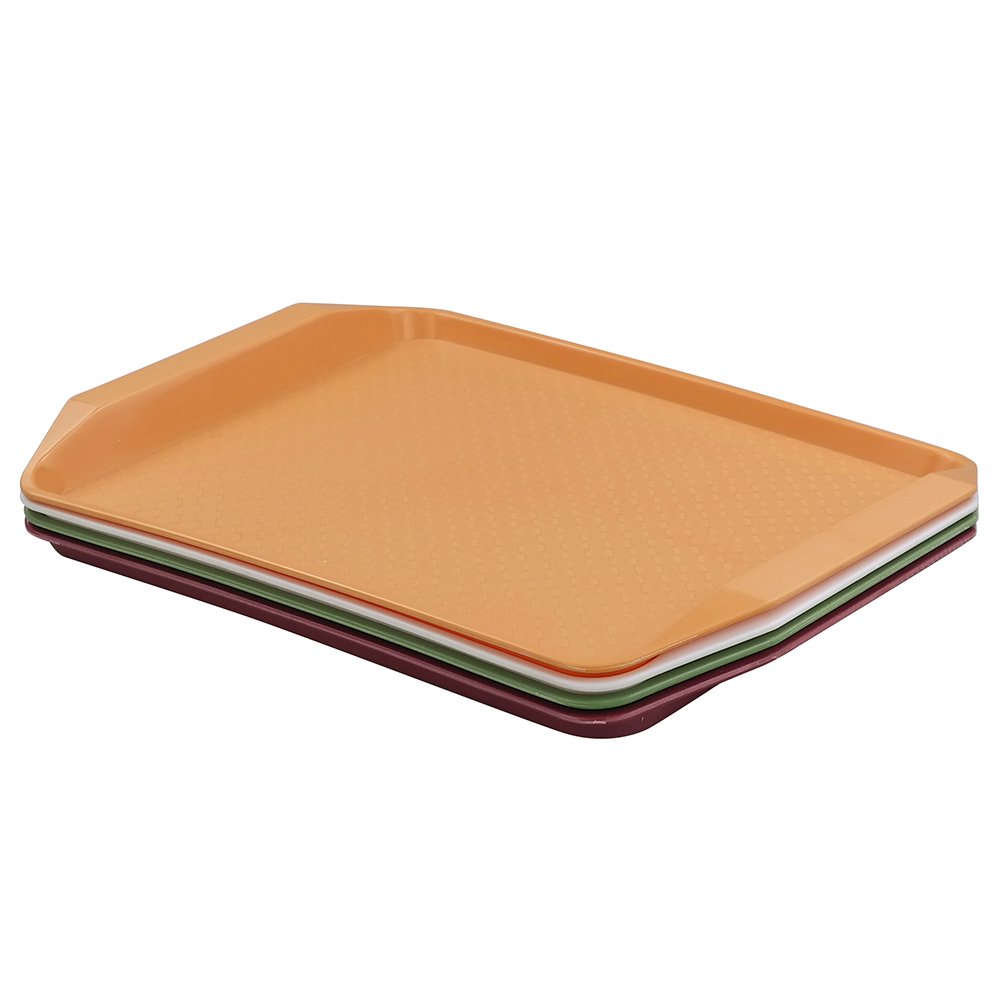 Idotry Plastic Fast Food Serving Trays, 4-Pack - Durable & Reusable Restaurant Trays for Cafeteria, Party, Picnic & Food Service - BPA-Free & Dishwasher Safe