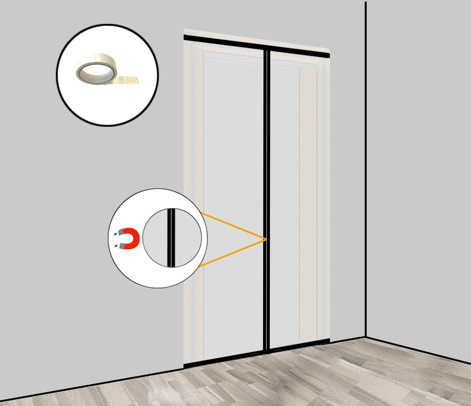 Eco-Friendly Magnetic Dust Barrier Door - Fleece Construction Dust Cover with Strong Magnetic Seal (1.20m x 2.20m) Includes Double-Sided Adhesive Tape - Perfect for Home Renovation, Workshop Dust Control & Room Partitioning