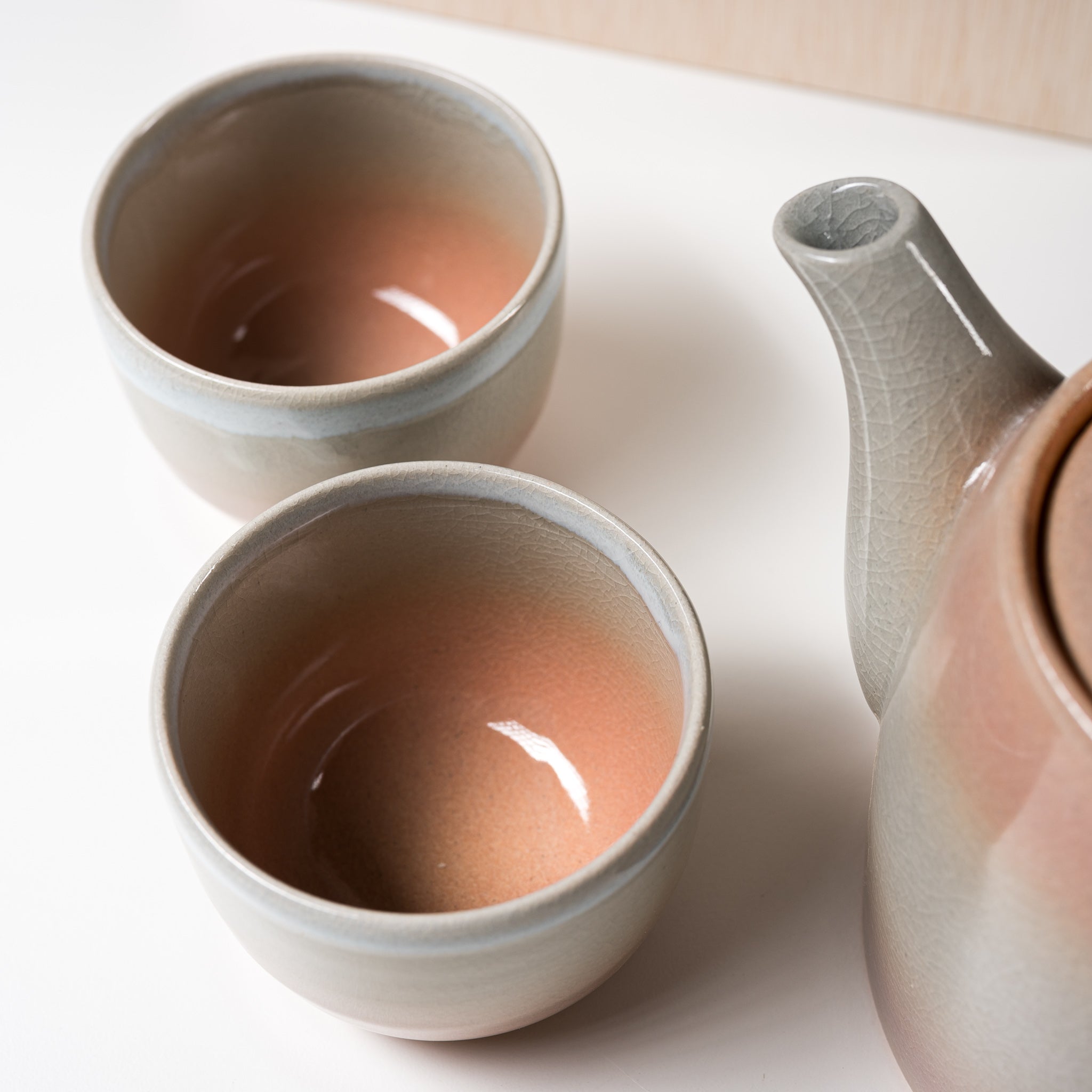 Tenryu Kiln Hagi Ware Japanese Tea Set - Traditional Ceramic Teapot with 2 Cups - Authentic Handcrafted Pottery for Matcha & Sencha Tea Ceremony - Perfect Gift for Tea Lovers & Zen Home Decor