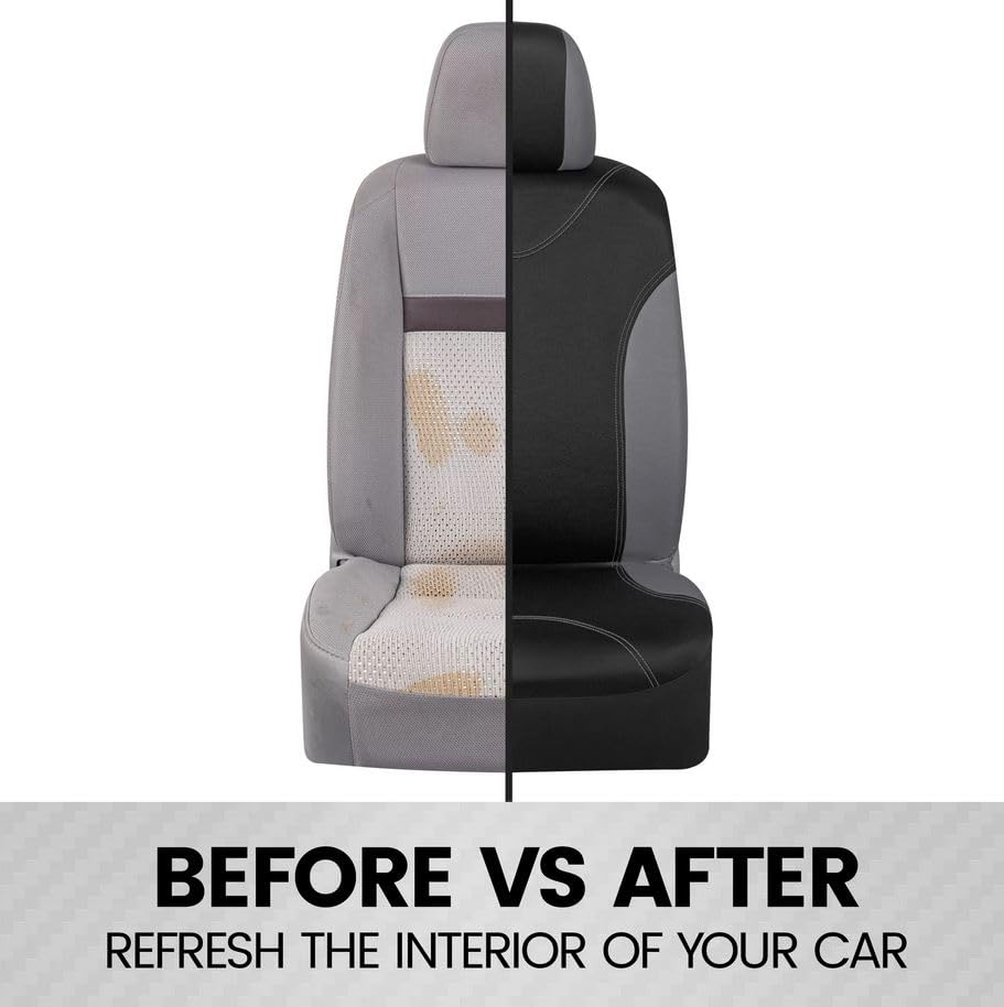 BDK UltraSleek Gray Car Seat Covers Set for Auto/Truck/SUV - Premium Interior Accessories for Driving Comfort