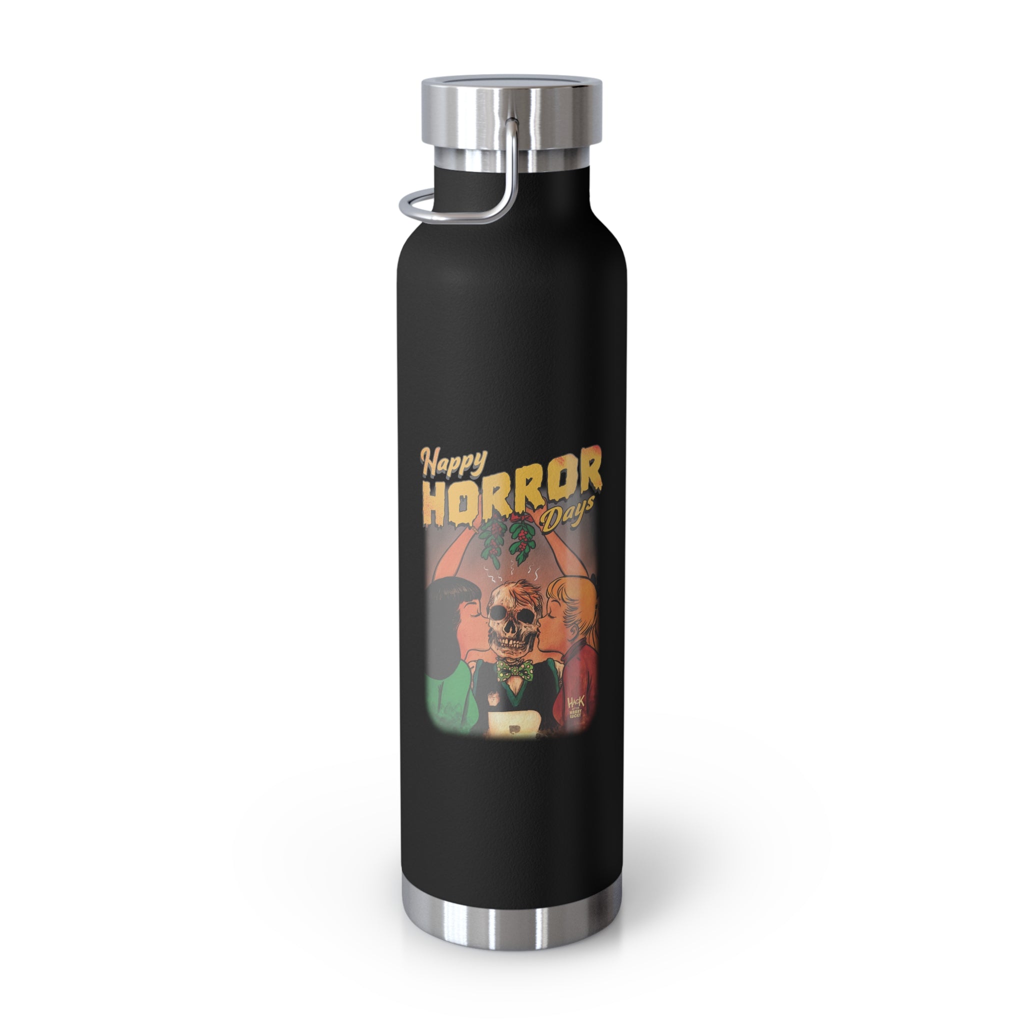 Happy Horror Days Love Triangle Copper Vacuum Insulated Water Bottle (22oz) - Archie, Betty & Veronica Design - Perfect for Halloween, Horror Conventions & Pop Culture Fans