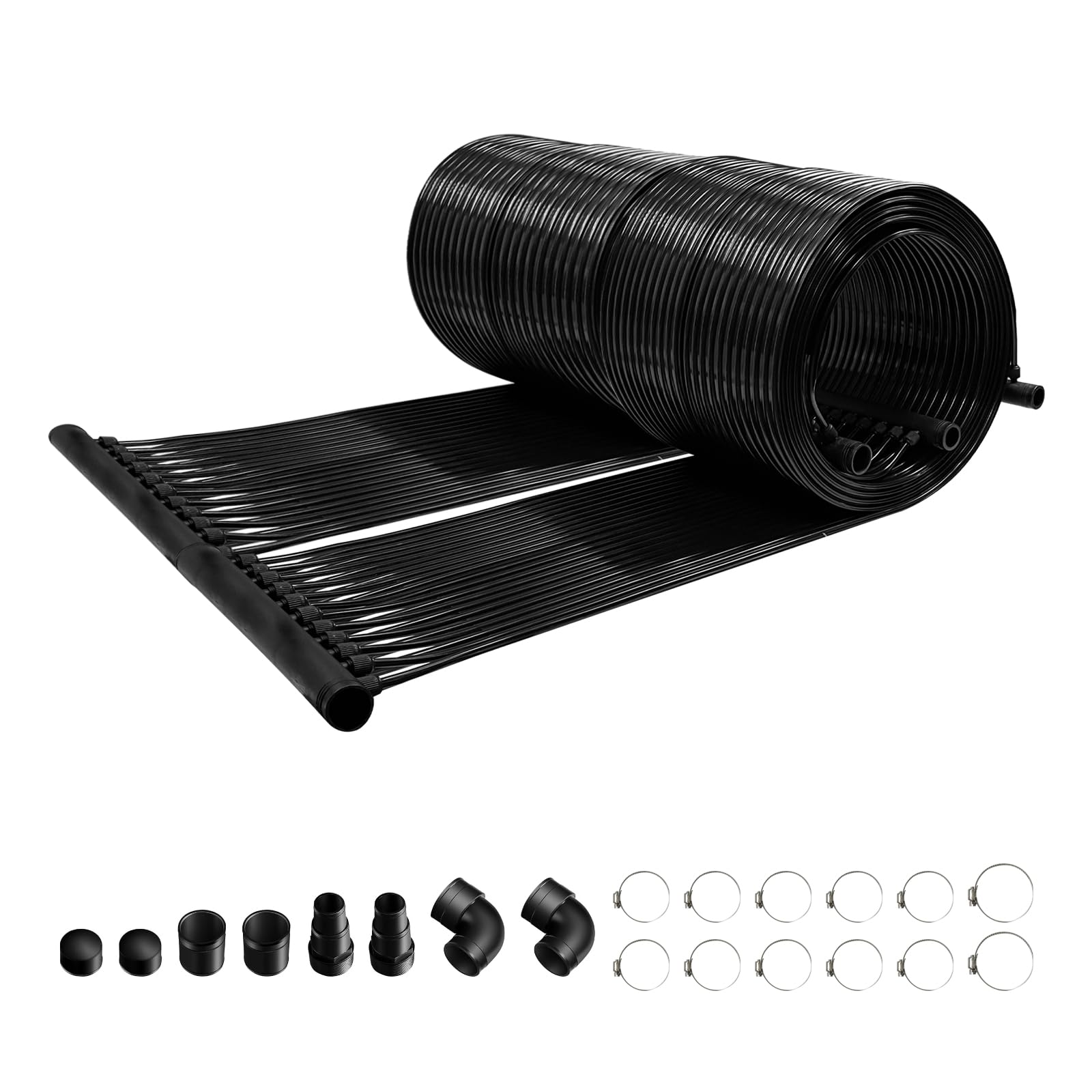 Eachbid 10FT x 2.5FT Solar Pool Heater for Above Ground & Inground Pools - Weatherproof Swimming Pool Heating Panel System - Black - Perfect for Extending Swimming Season & Maintaining Comfortable Water Temperature