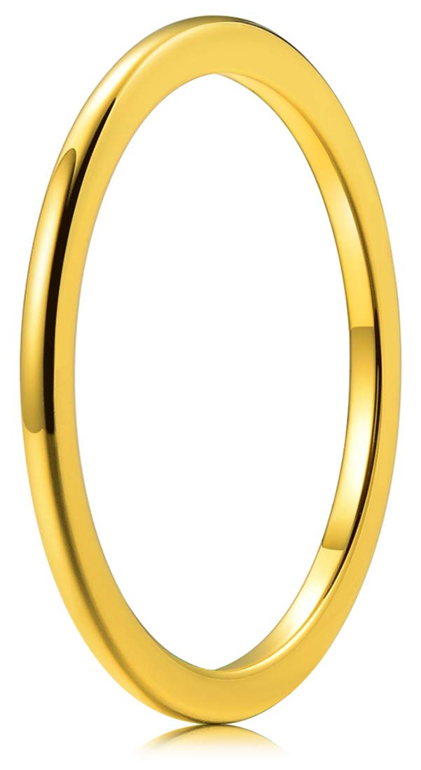 2mm 4mm 6mm 8mm Gold Plated Tungsten Wedding Ring for Women & Men - Durable Polished Band for Engagement, Anniversary & Everyday Wear