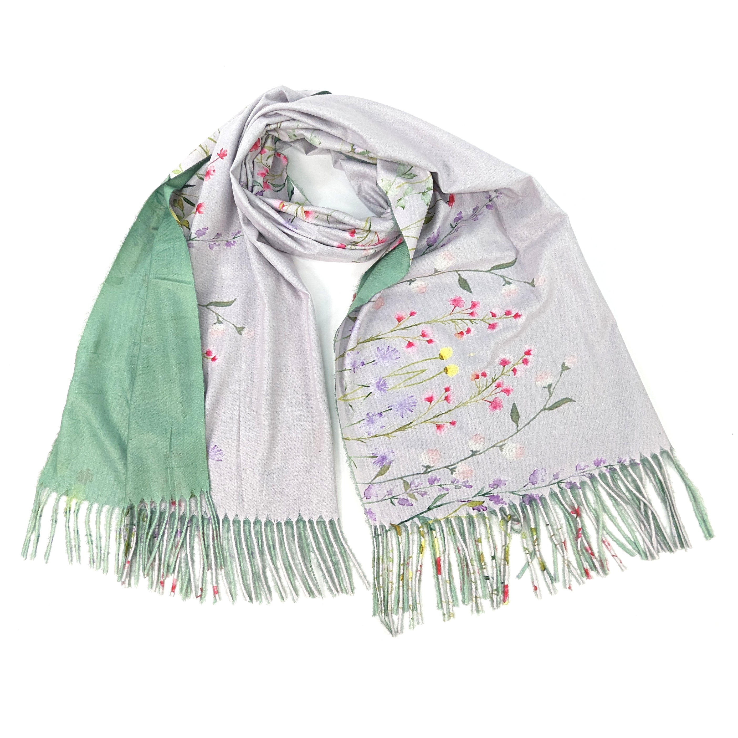 Wild Garden Border Pashmina Style Scarf - 70x180cm Soft Cashmere Blend Shawl Wrap for Women - Perfect for Fall Fashion, Travel Accessories & Evening Outfits