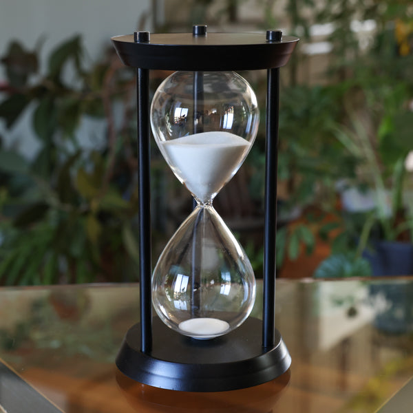 60 Minute Nautical Metal Sand Timer - Silver or Black Hourglass for Home Office Decor, Kitchen Timer, Meditation & Board Games Accessory