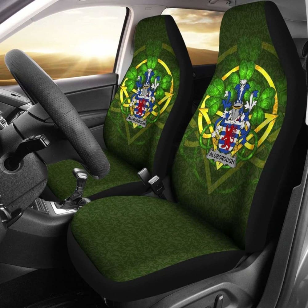 Aldborough Ireland Car Seat Cover Set of 2 - Premium Celtic Shamrock Design for Auto Protection - Perfect for Cars, Trucks & SUVs - Waterproof & Durable for Everyday Use & Road Trips