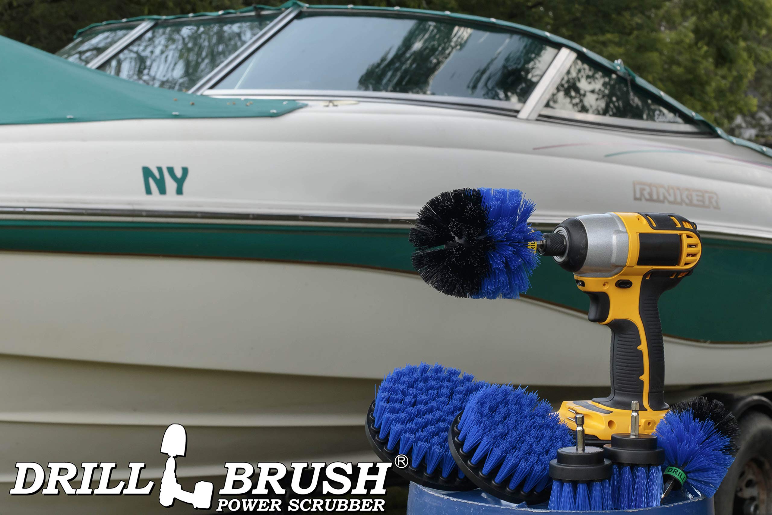 5-Piece Spin Brush Pool Cleaning Kit - Drill Brush for Pools, Hot Tubs, Spas & Pond Liners - Deck Brush & Carpet Cleaner Accessories - Perfect for Pool Maintenance & Surface Cleaning