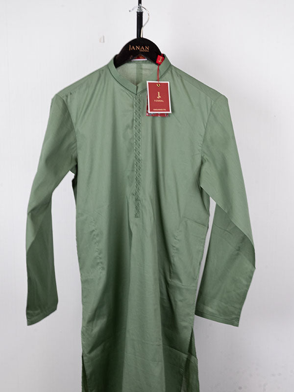 Stylish Cotton Green Kurta by J. Junaid Jamshed - Comfortable Traditional Pakistani Wear for Men - Perfect for Eid, Weddings & Casual Outings