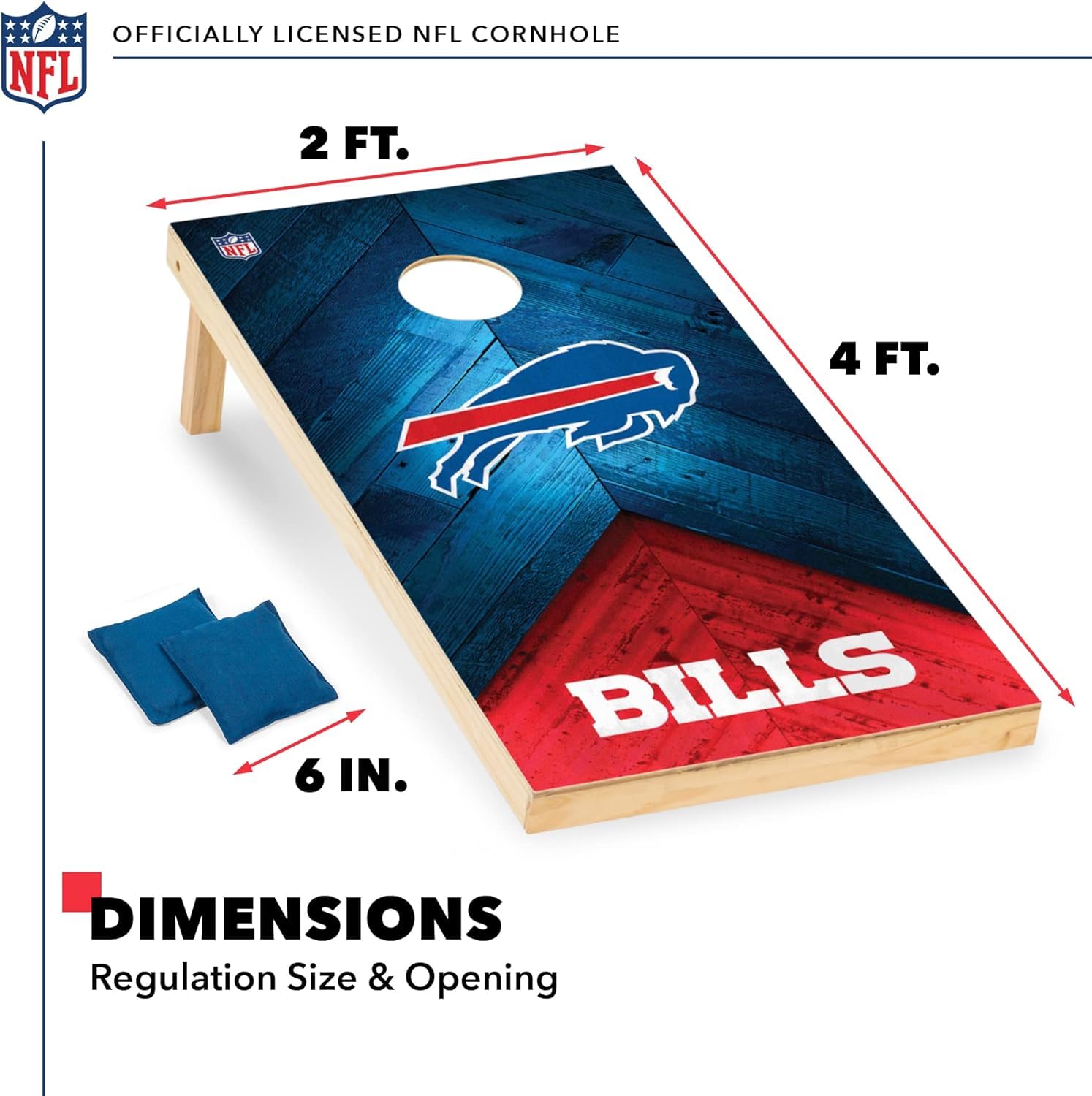 NFL Regulation Size 2' x 4' Solid Wood Cornhole Set with HD Team Graphics - Premium Bean Bag Toss Game for Football Fans | Perfect for Tailgating, Backyard Parties & Family Outdoor Fun