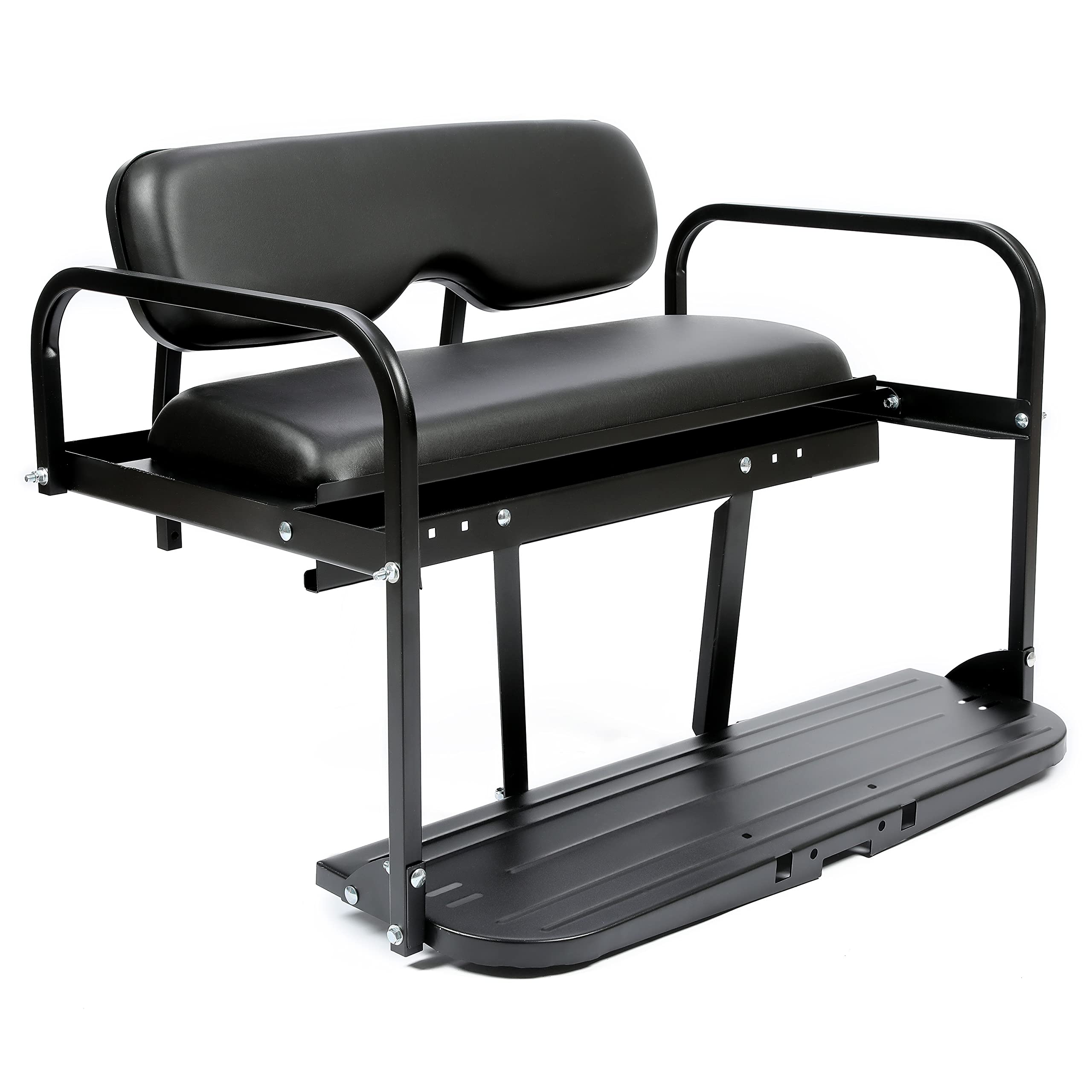 KUAFU Rear Back Seat Kit for EZGO Marathon Golf Cart - Black Leather Flip Folding Steel Frame Seat (Pre-1994 Models) - Perfect for Golf Course Rides, Camping & Outdoor Adventures