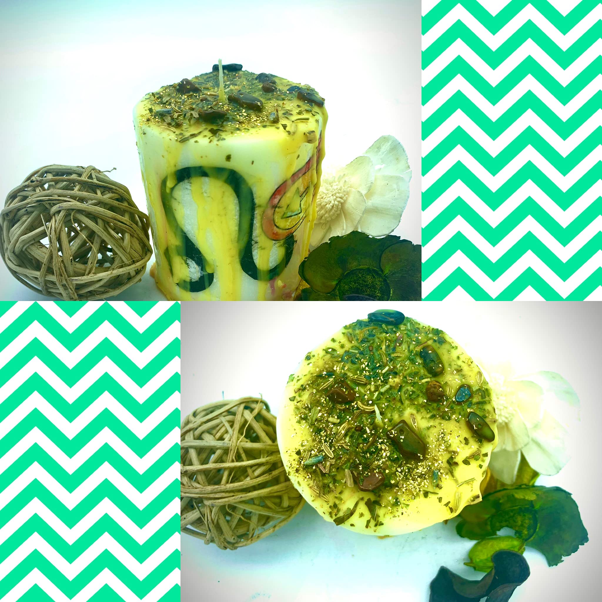 Zodiac Cancer Manifestation Candle with Crystals & Herbs for Meditation & Rituals