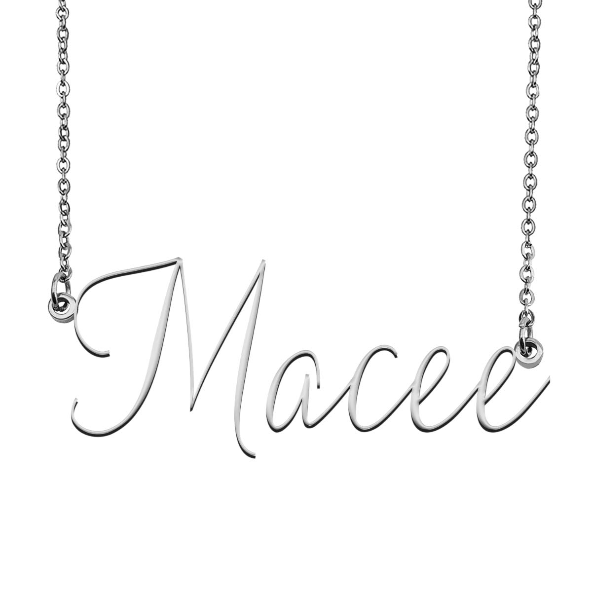 Custom Personalized Macee Name Necklace - 18K Gold Plated Name Plate Jewelry for Women, Birthday Gift, Anniversary Present - Perfect for Daily Wear & Special Occasions