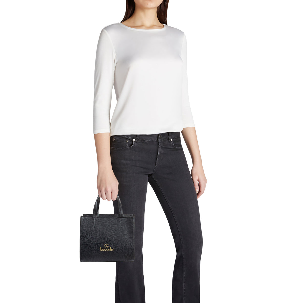 Braccialini Meg Nero Small Handbag - Stylish Leather Crossbody Purse for Women | Perfect for Everyday Use, Date Nights & Travel Accessories