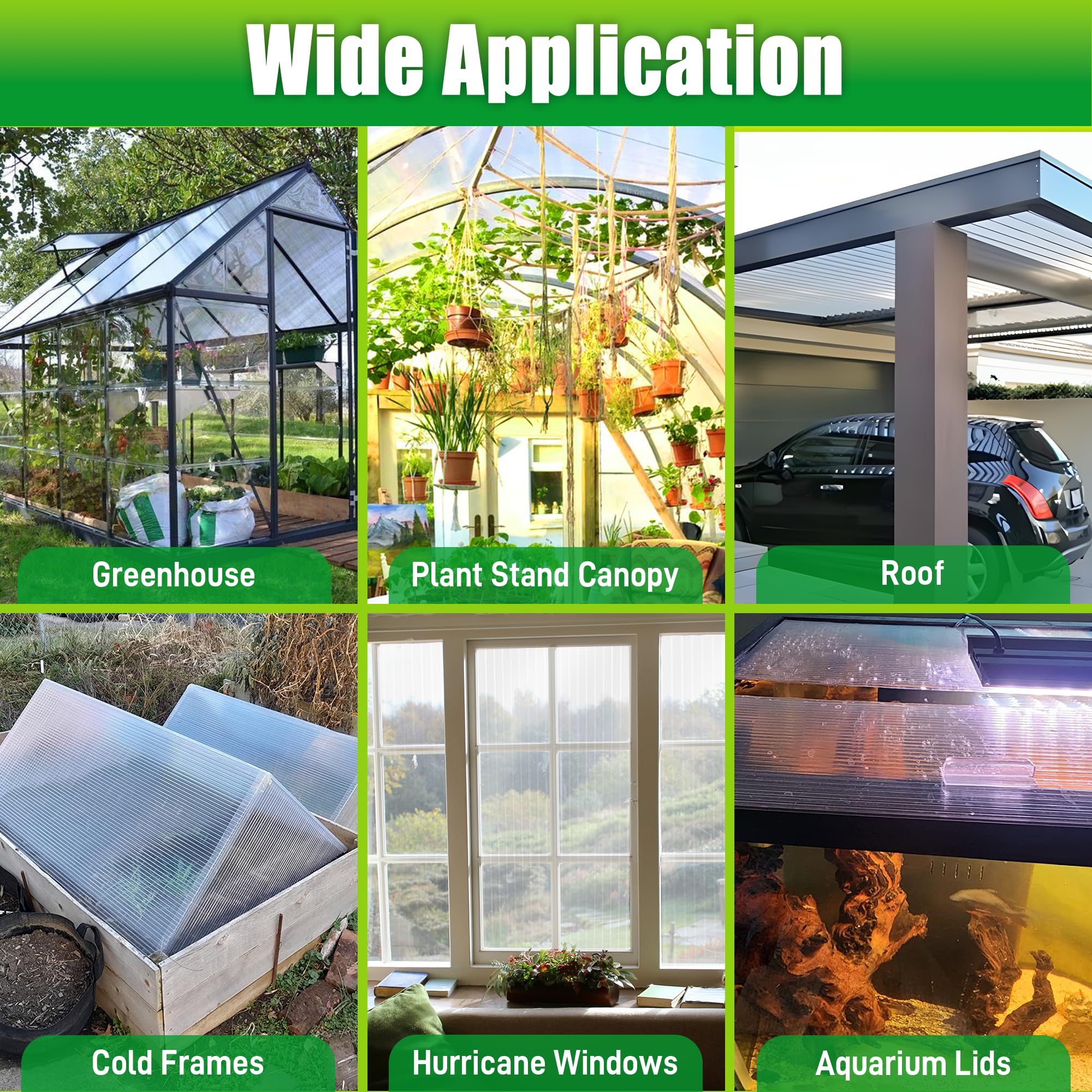 15 Pack 4' x 2' x 0.24'' Twin-Wall Polycarbonate Greenhouse Panels - Durable Clear Roof Replacement Sheets for All Weather Protection - Perfect for DIY Greenhouses, Sheds & Garden Structures