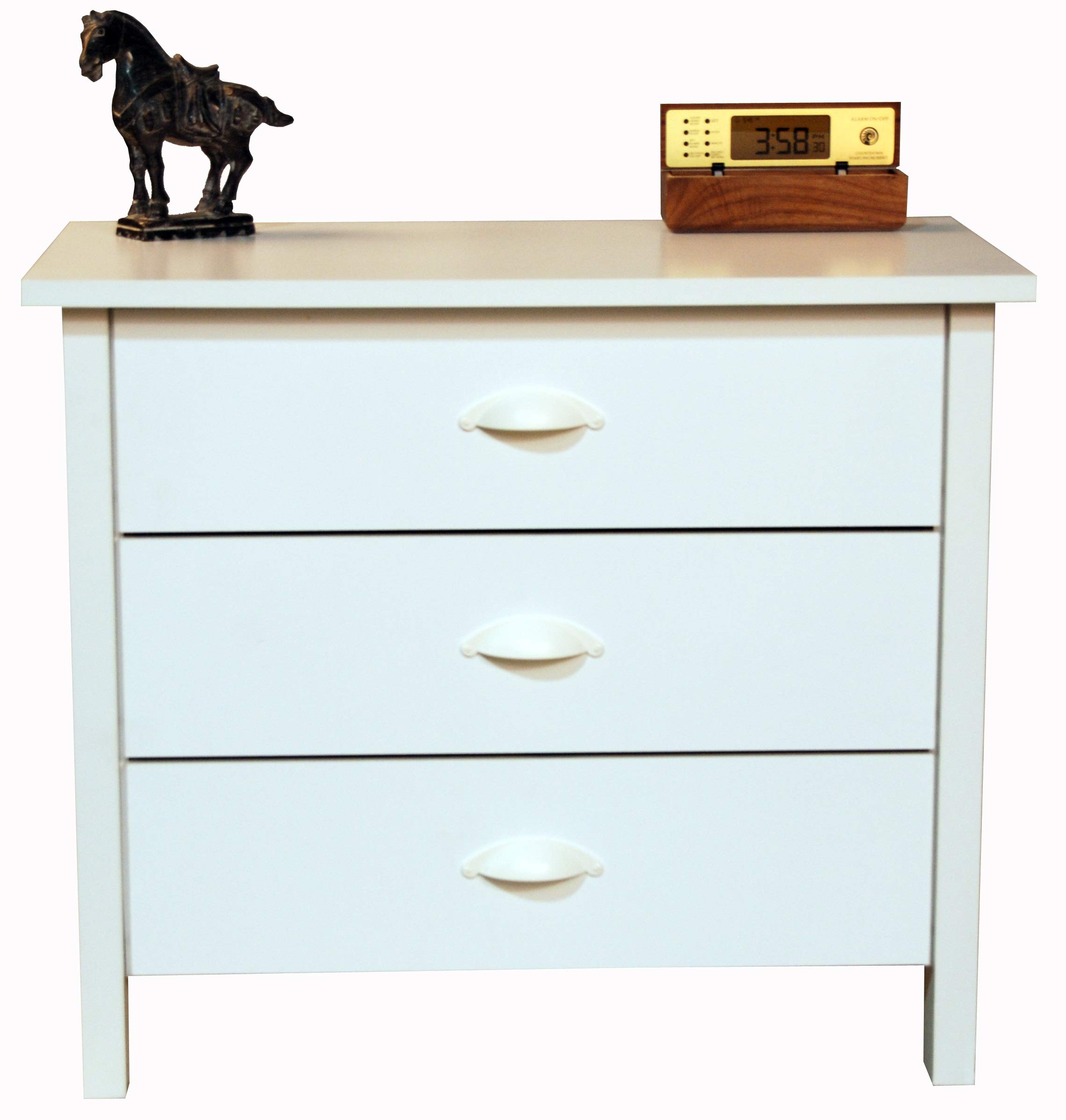 Venture Horizon 3-Drawer Nouvelle Chest in White - Perfect for Bedroom, Living Room, or Office Storage Organization