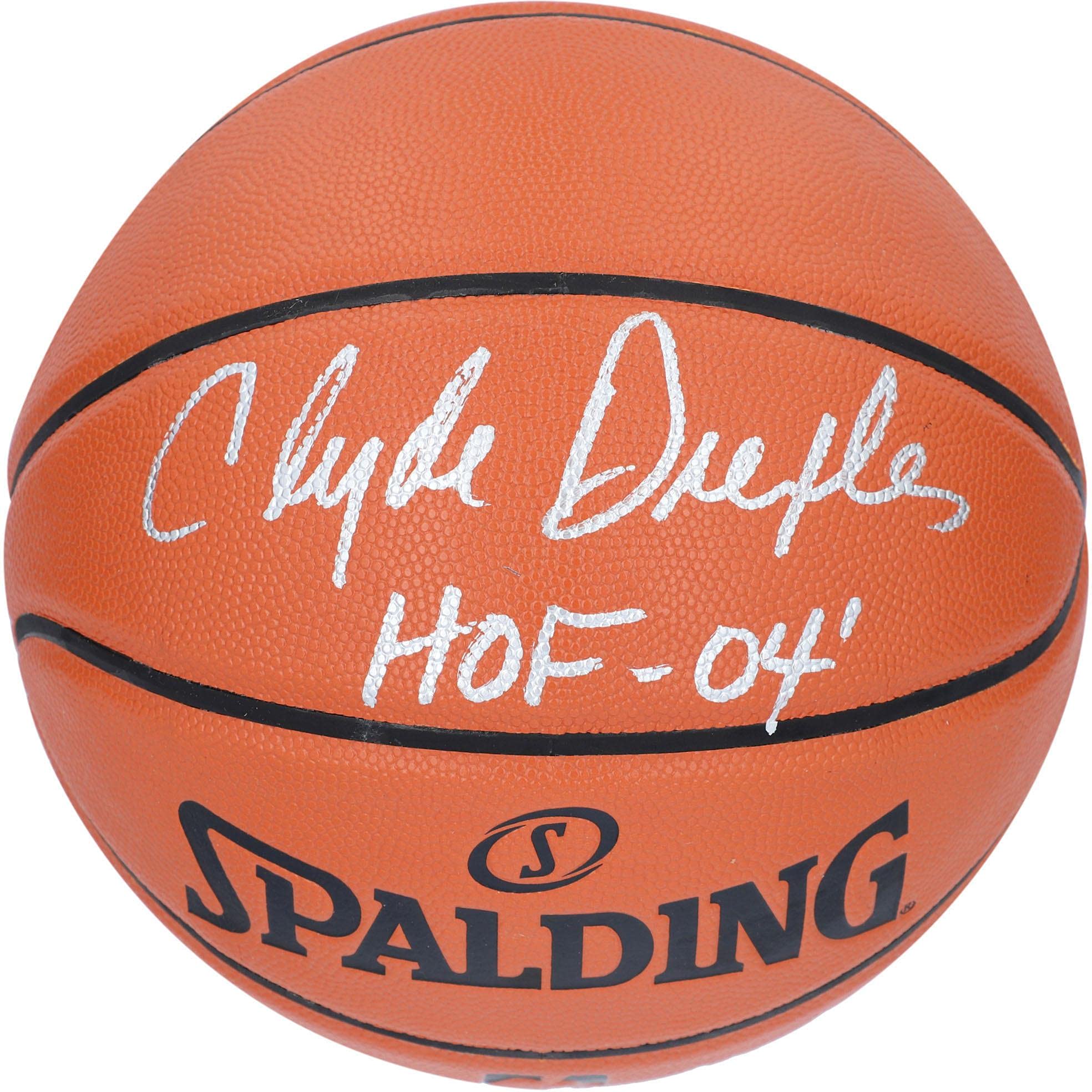 Clyde Drexler Houston Rockets Autographed Spalding Indoor/Outdoor Basketball with 