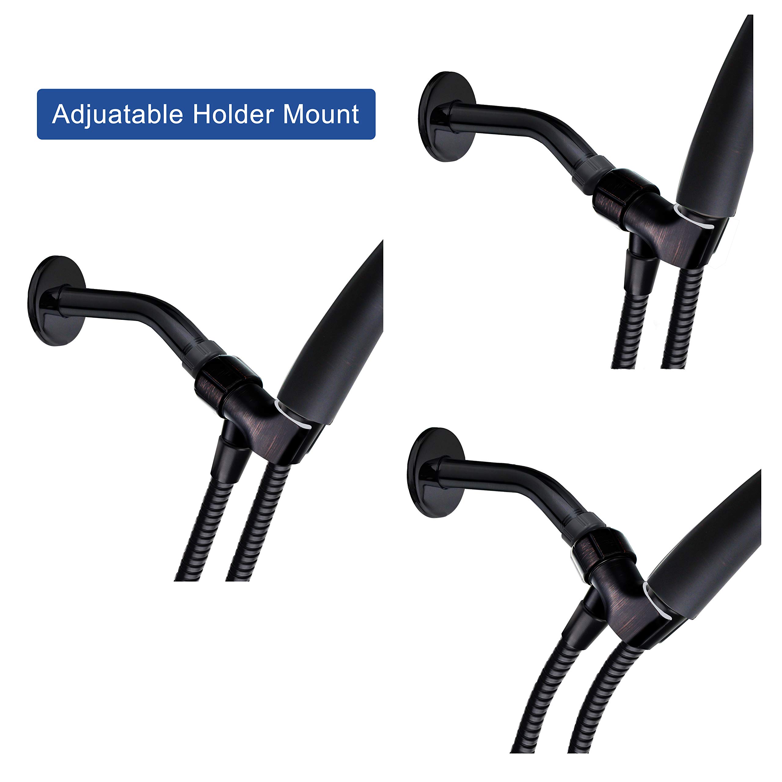YOO.MEE Adjustable Shower Arm Bracket for Handheld Shower Head - 360° Swivel POM Ball Joint, Large Angle Adjustable Shower Holder with Oil Rubbed Bronze Finish - Perfect for Bathroom Renovation & Spa Shower Experience