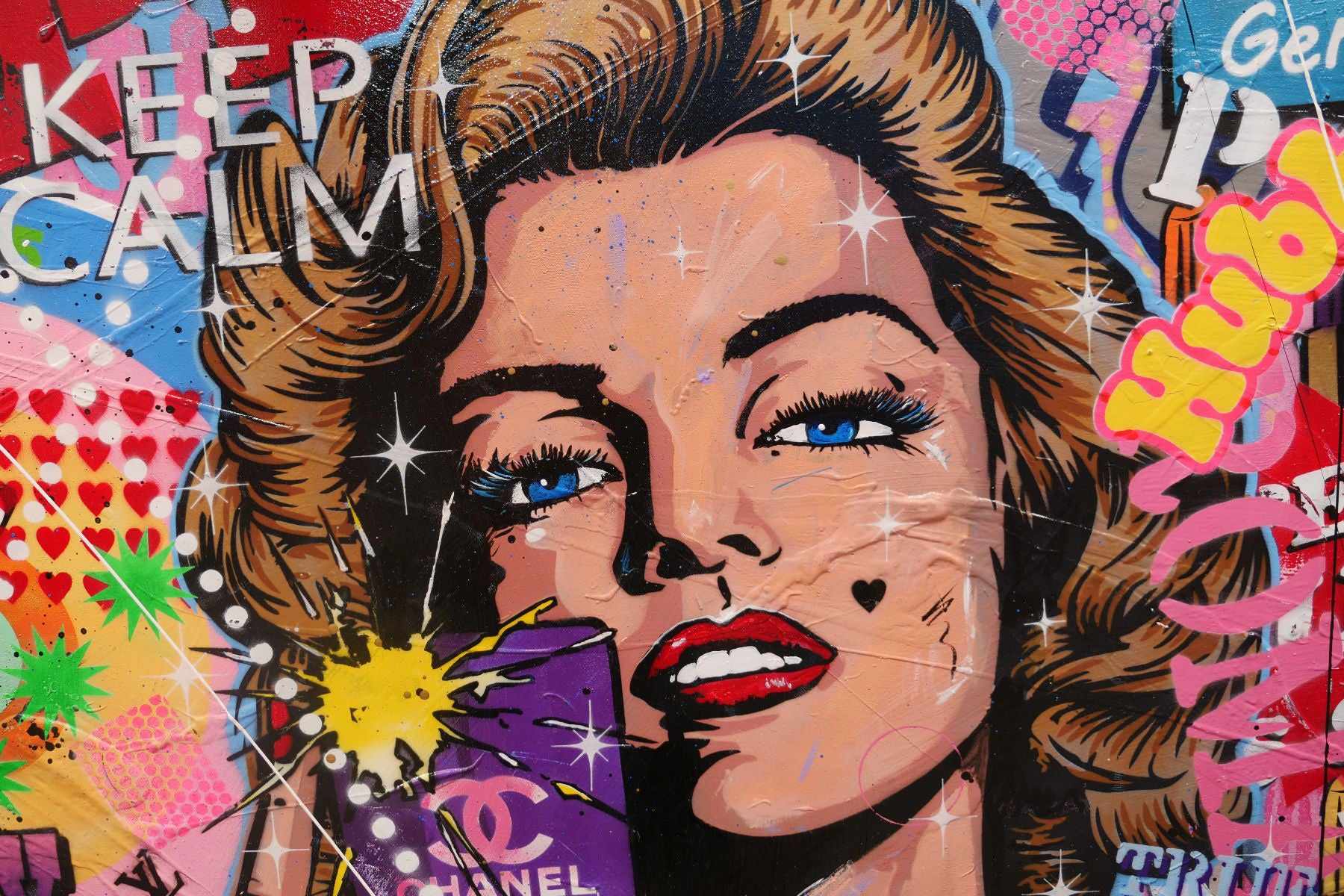 190cm x 100cm Marilyn Monroe Textured Urban Pop Art Canvas Painting - Modern Wall Decor for Living Room, Bedroom & Office